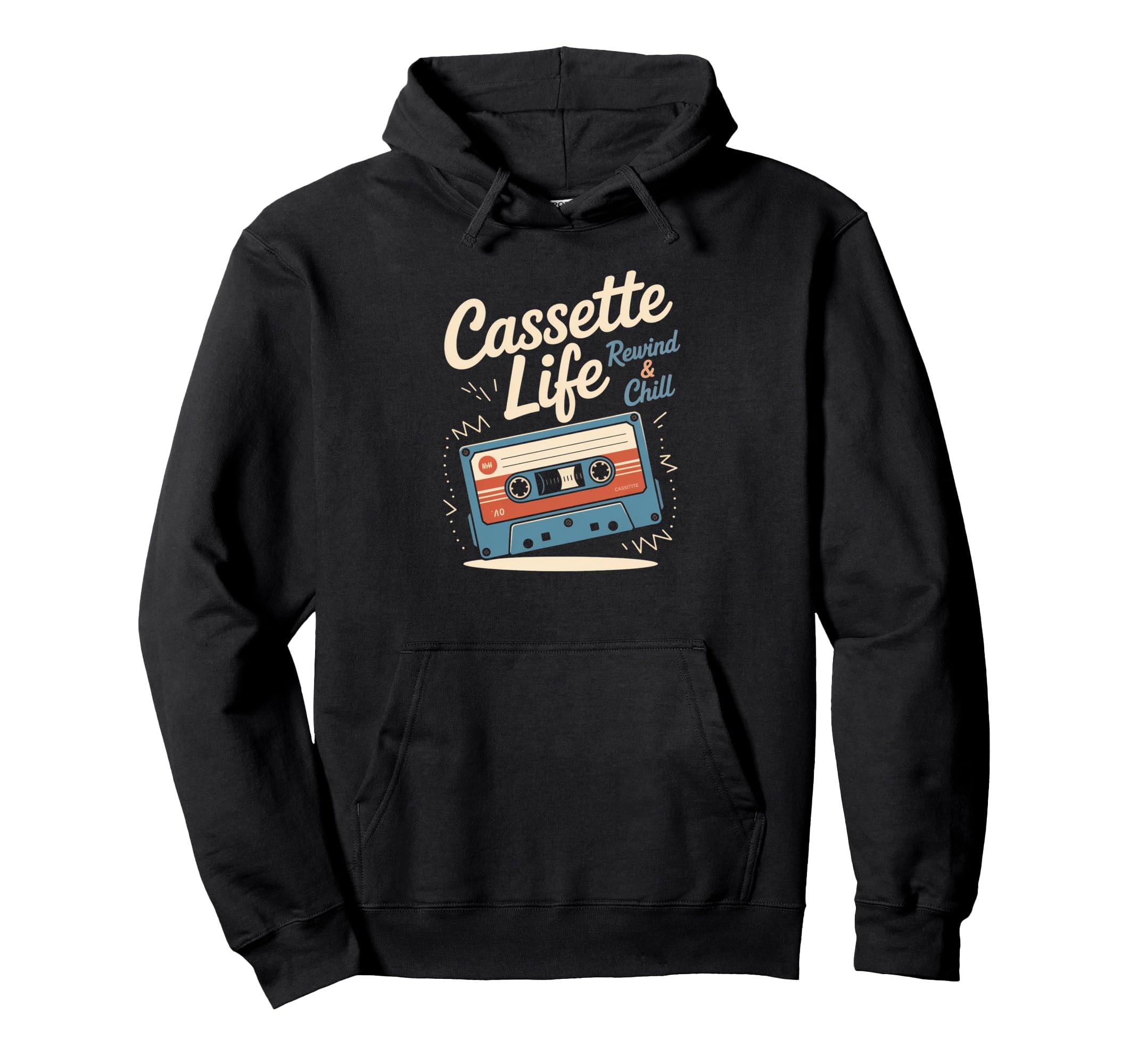 Cassette Life Rewind Chill Music Audio Hoodie - Novelty Apparel for Adults - T-Shirt, Sweatshirt, Hoodie