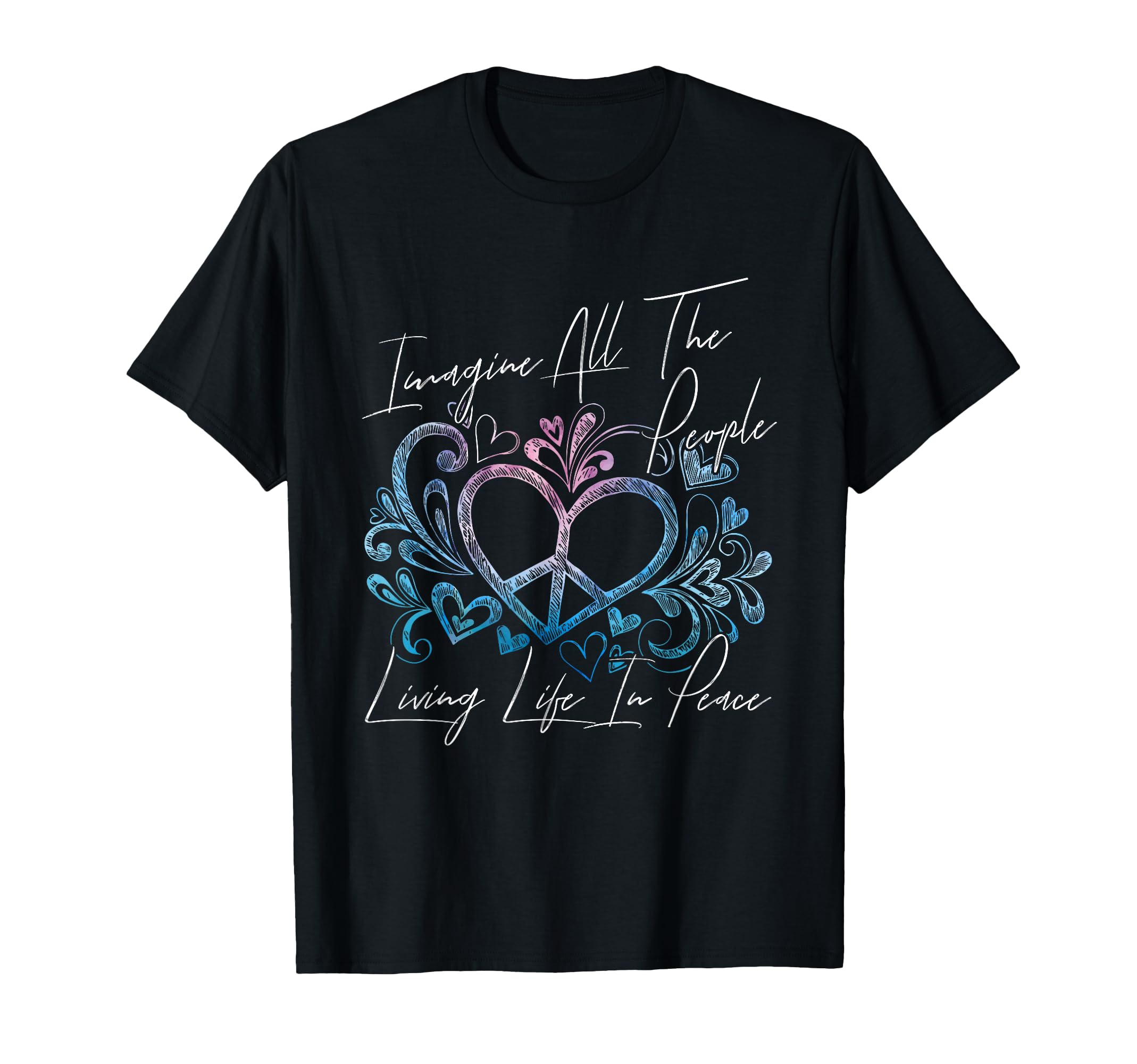 Imagine Hippie People Living Life T-Shirt - Trendy Graphic for Adults - T-Shirt, Sweatshirt, Hoodie