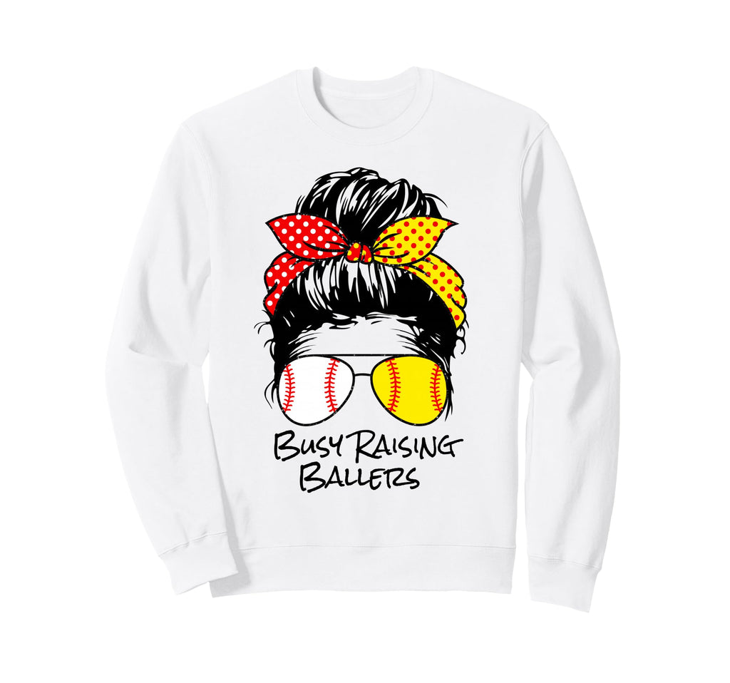 Busy Raising Ballers Messy Bun Womens Sweatshirt - Minimalist Print Unisex - T-Shirt, Sweatshirt, Hoodie