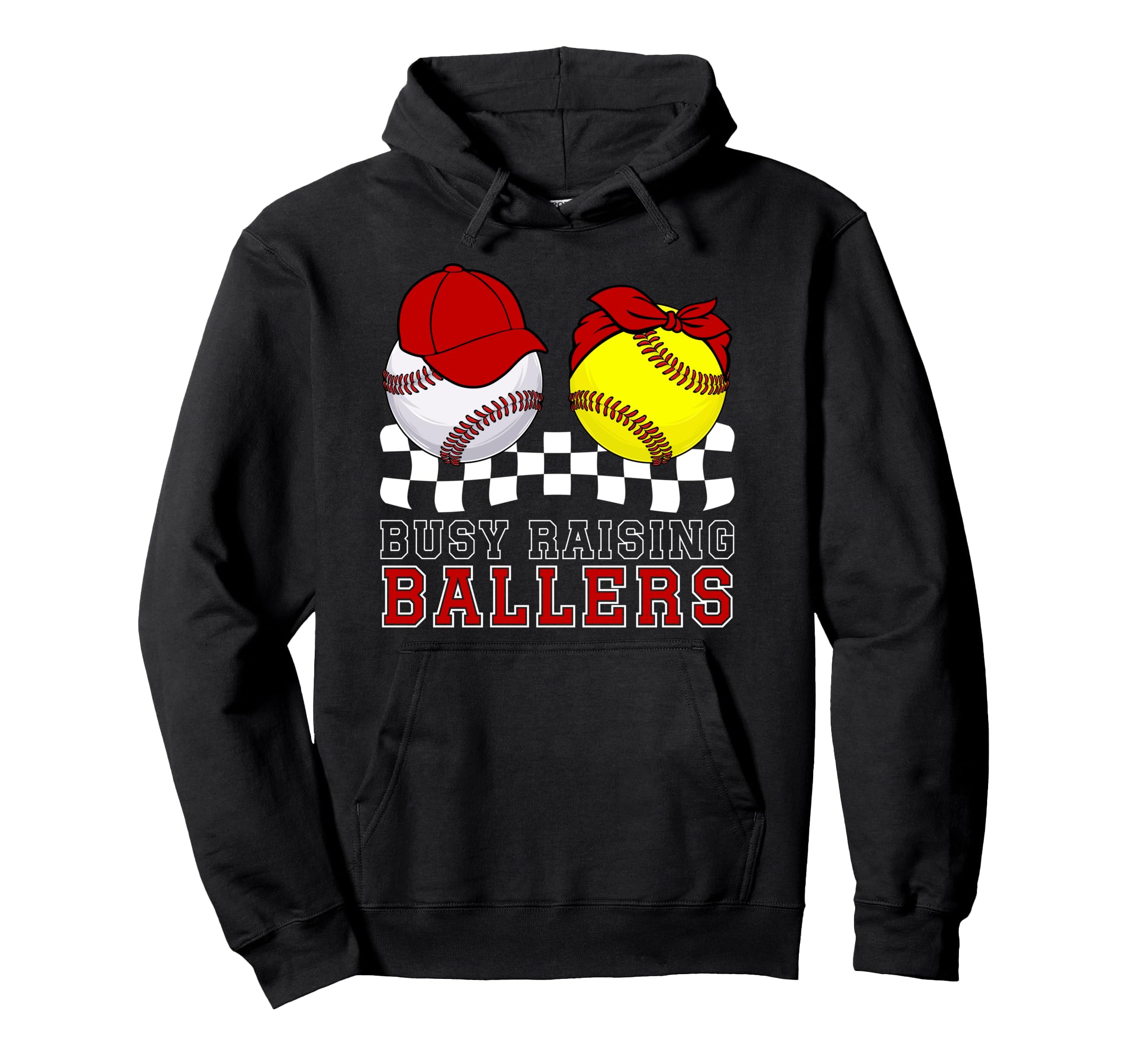 Busy Raising Ballers Baseball Hoodie - Casual Everyday Wear Men Women - T-Shirt, Sweatshirt, Hoodie