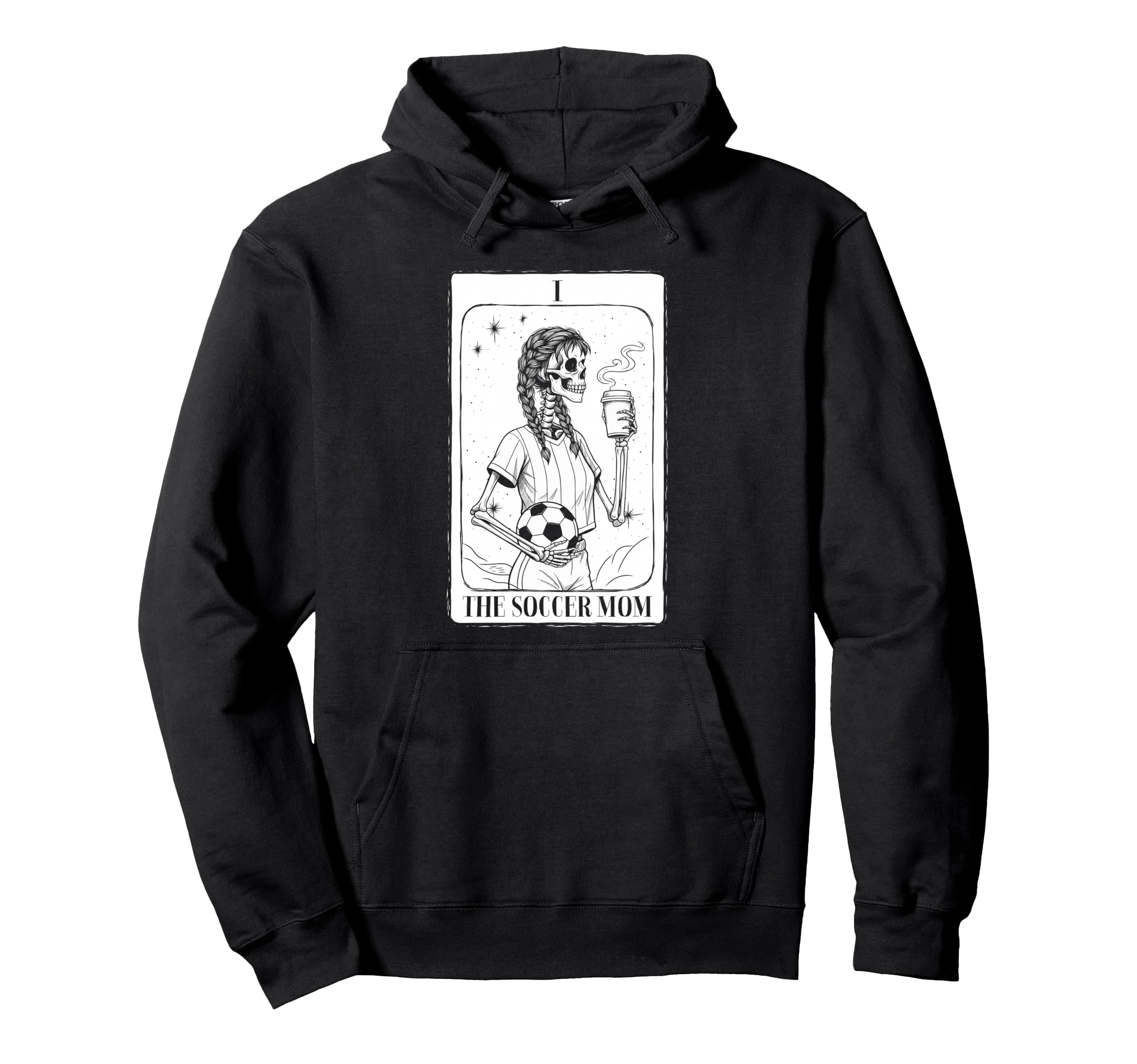 Halloween Skeleton Soccer Mom Tarot Card Hoodie - Unique Graphic Men Women - T-Shirt, Sweatshirt, Hoodie