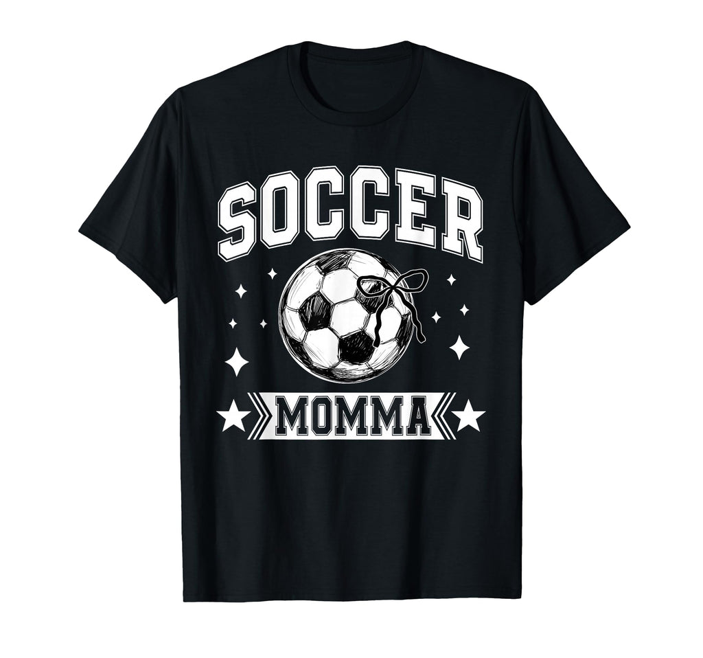Coquette Bow Soccer Momma Soccer Team T-Shirt - Minimalist Print Men Women - T-Shirt, Sweatshirt, Hoodie