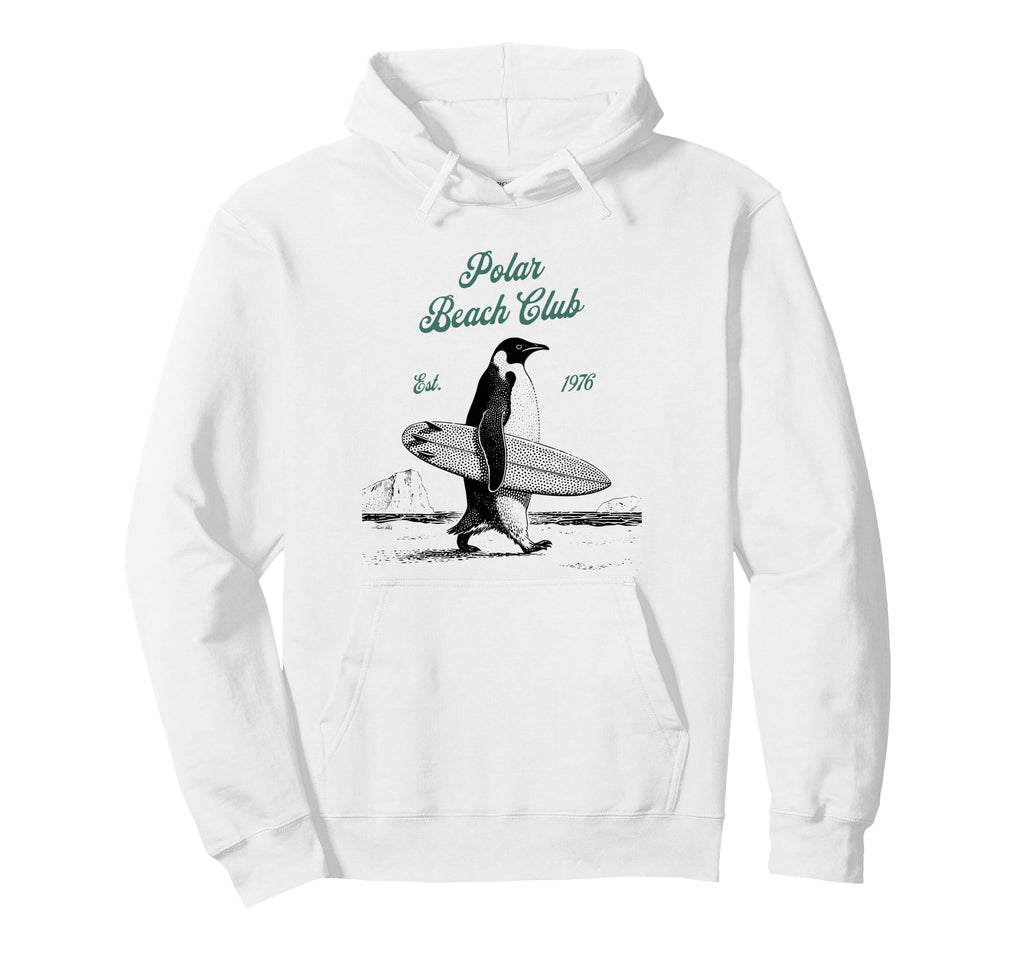 Polar Beach Club Penguin Surfer Hoodie - Streetwear Style Unisex - T-Shirt, Sweatshirt, Hoodie