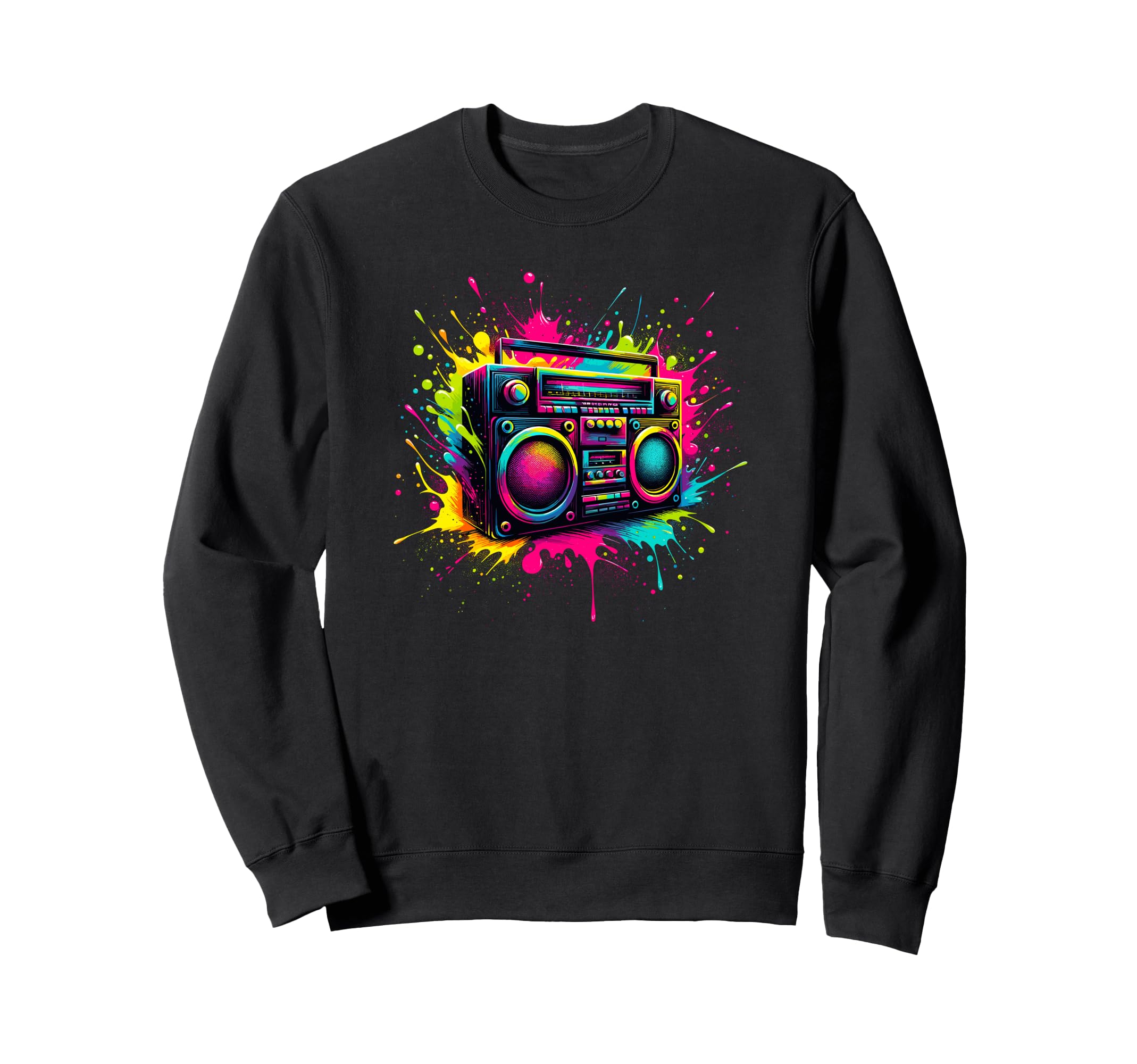 Splash Art Boombox Old School 80S Sweatshirt - Streetwear Style Men Women - T-Shirt, Sweatshirt, Hoodie