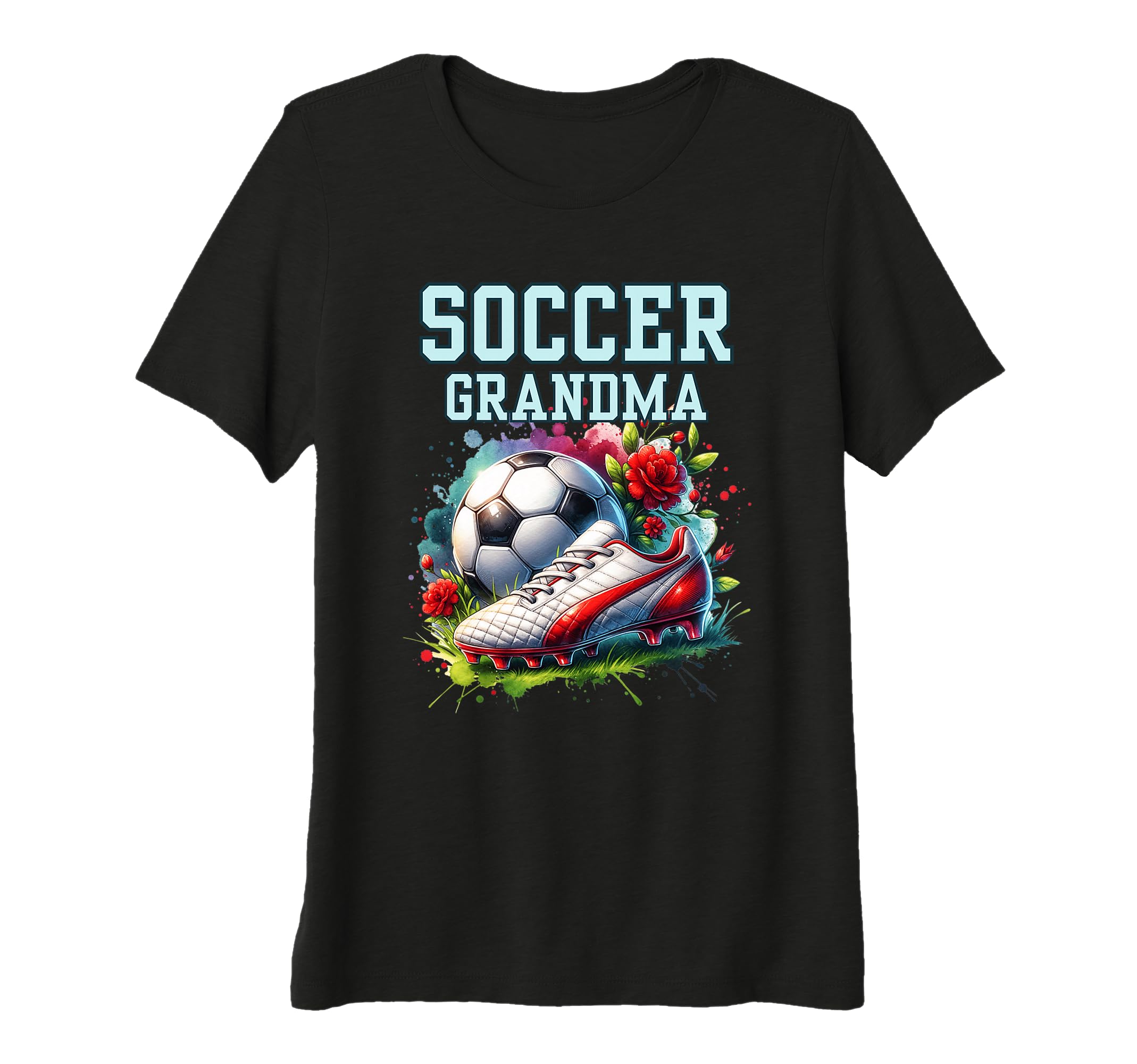 Womens Soccer Grandma Floral Soccer T-Shirt - Custom Art Print Men Women - T-Shirt, Sweatshirt, Hoodie