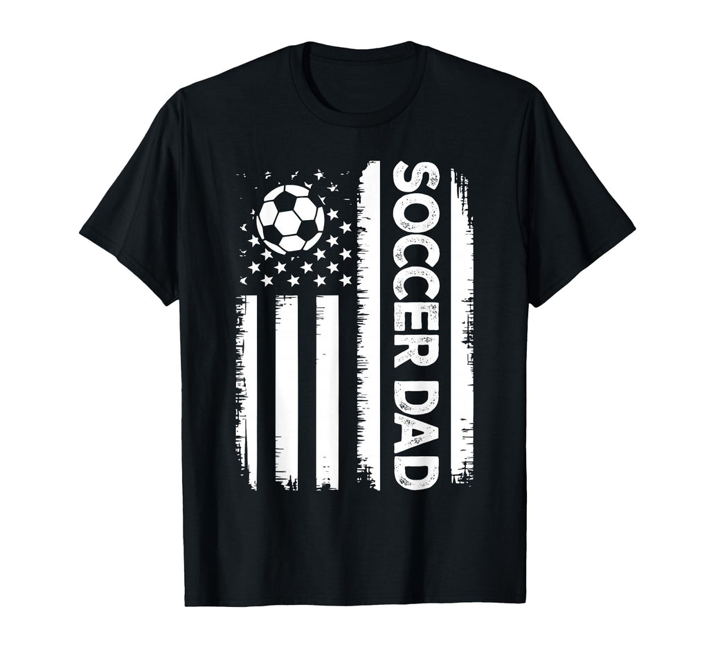 Soccer Dad American Flag Distressed T-Shirt - Fun Novelty Design Men Women - T-Shirt, Sweatshirt, Hoodie
