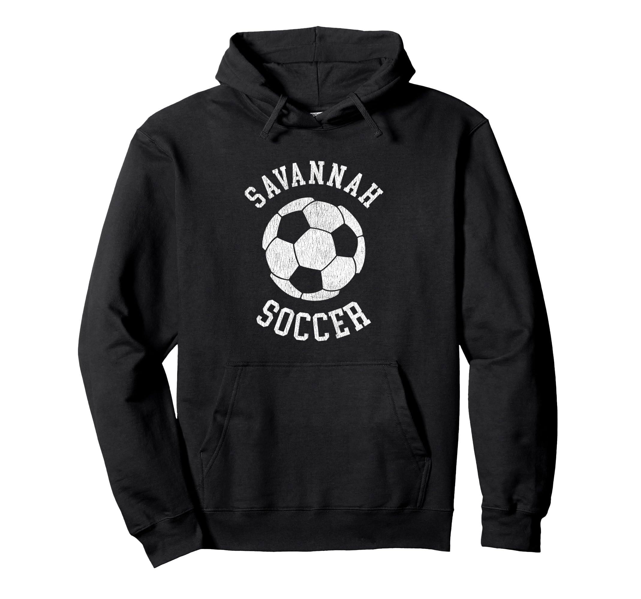 Savannah Soccer Distressed 90S Hoodie - Novelty Apparel for Adults - T-Shirt, Sweatshirt, Hoodie