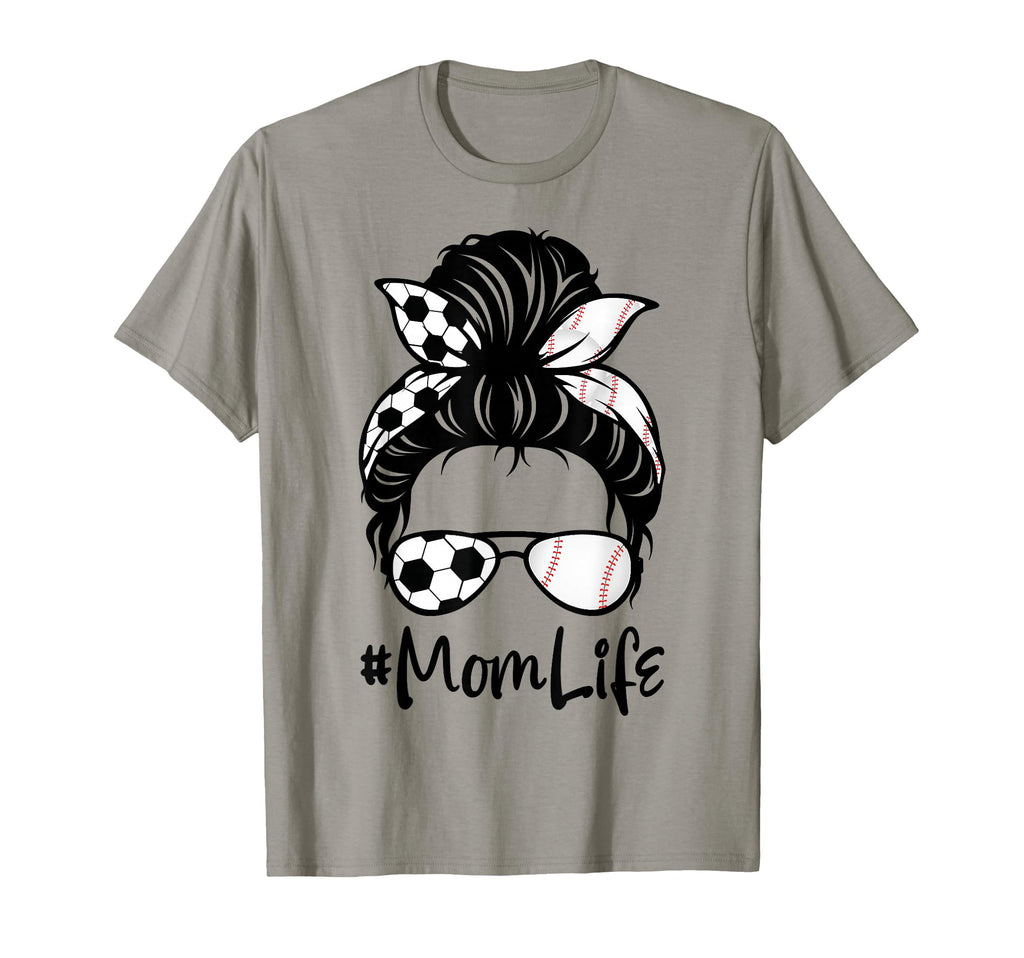 Womens Mom Life Soccer Messy Bun T-Shirt - Casual Everyday Wear for Adults - T-Shirt, Sweatshirt, Hoodie