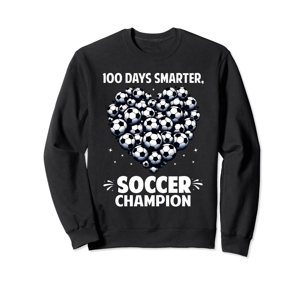 100 Days School Soccer Heart Love Sweatshirt - Unique Graphic Men Women - T-Shirt, Sweatshirt, Hoodie