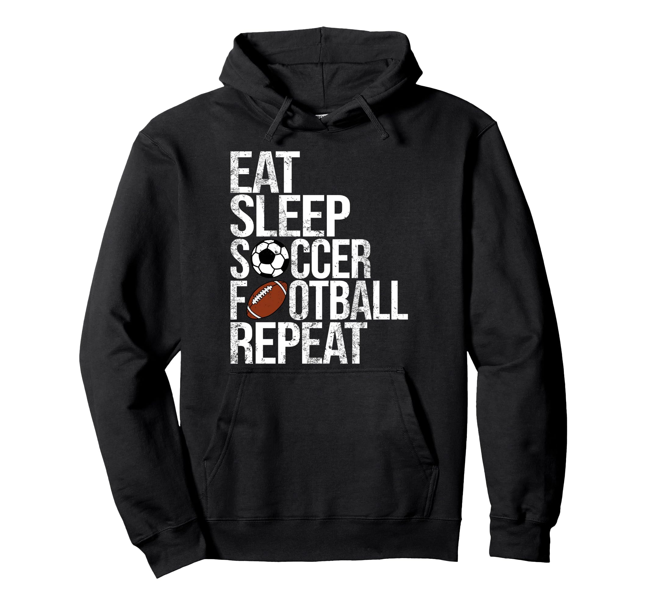 Eat Sleep Soccer Football Repeat Hoodie - Custom Art Print for Adults - T-Shirt, Sweatshirt, Hoodie