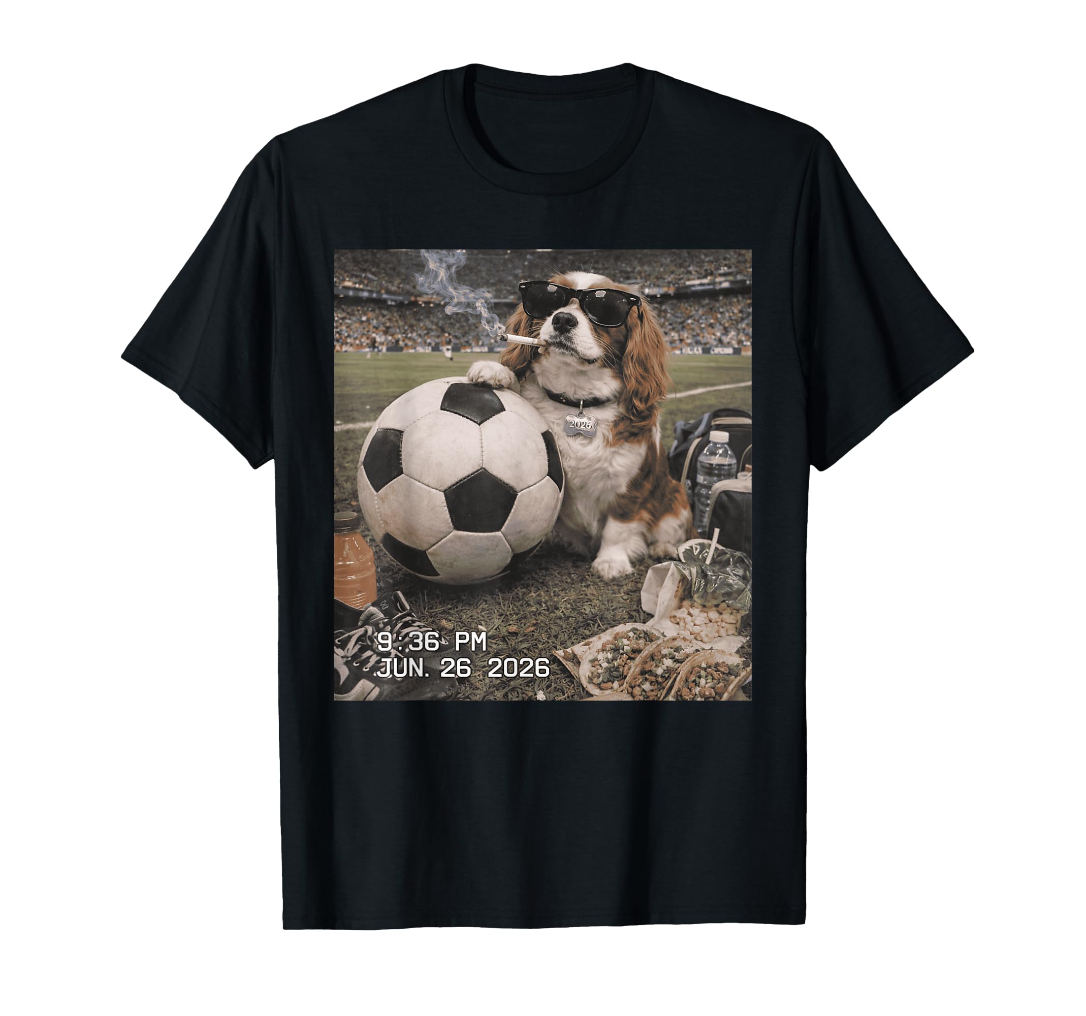 Funny Dog Smoking Sunglasses Soccer T-Shirt - Custom Art Print Men Women - T-Shirt, Sweatshirt, Hoodie
