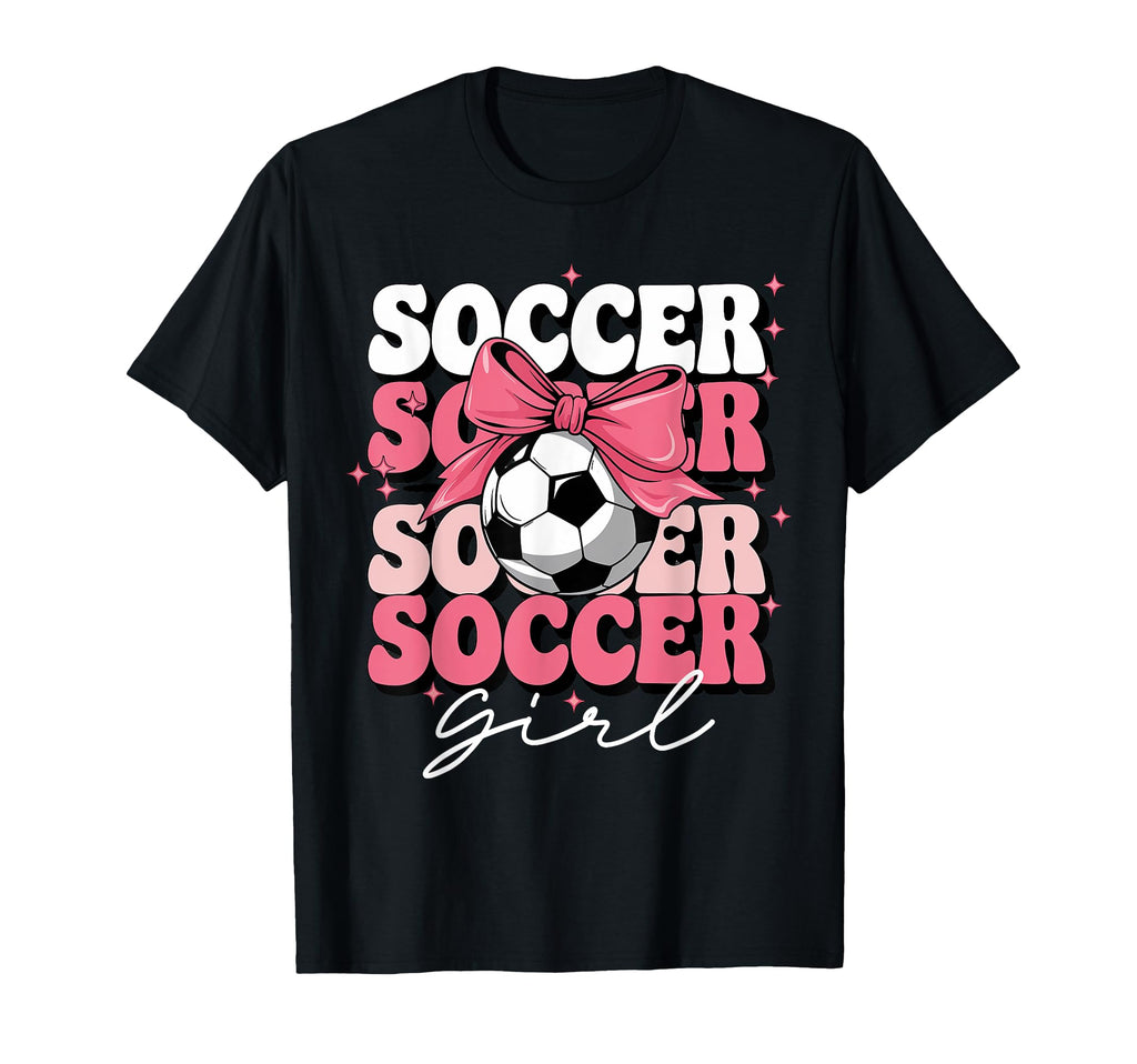 Groovy Soccer Coquette Bow Soccer T-Shirt - Custom Art Print Unisex - T-Shirt, Sweatshirt, Hoodie