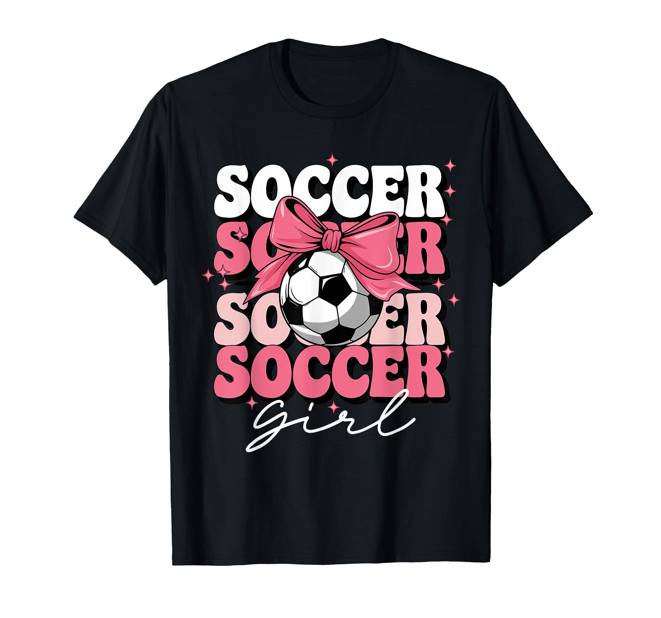 Groovy Soccer Coquette Bow Soccer T-Shirt - Custom Art Print Unisex - T-Shirt, Sweatshirt, Hoodie