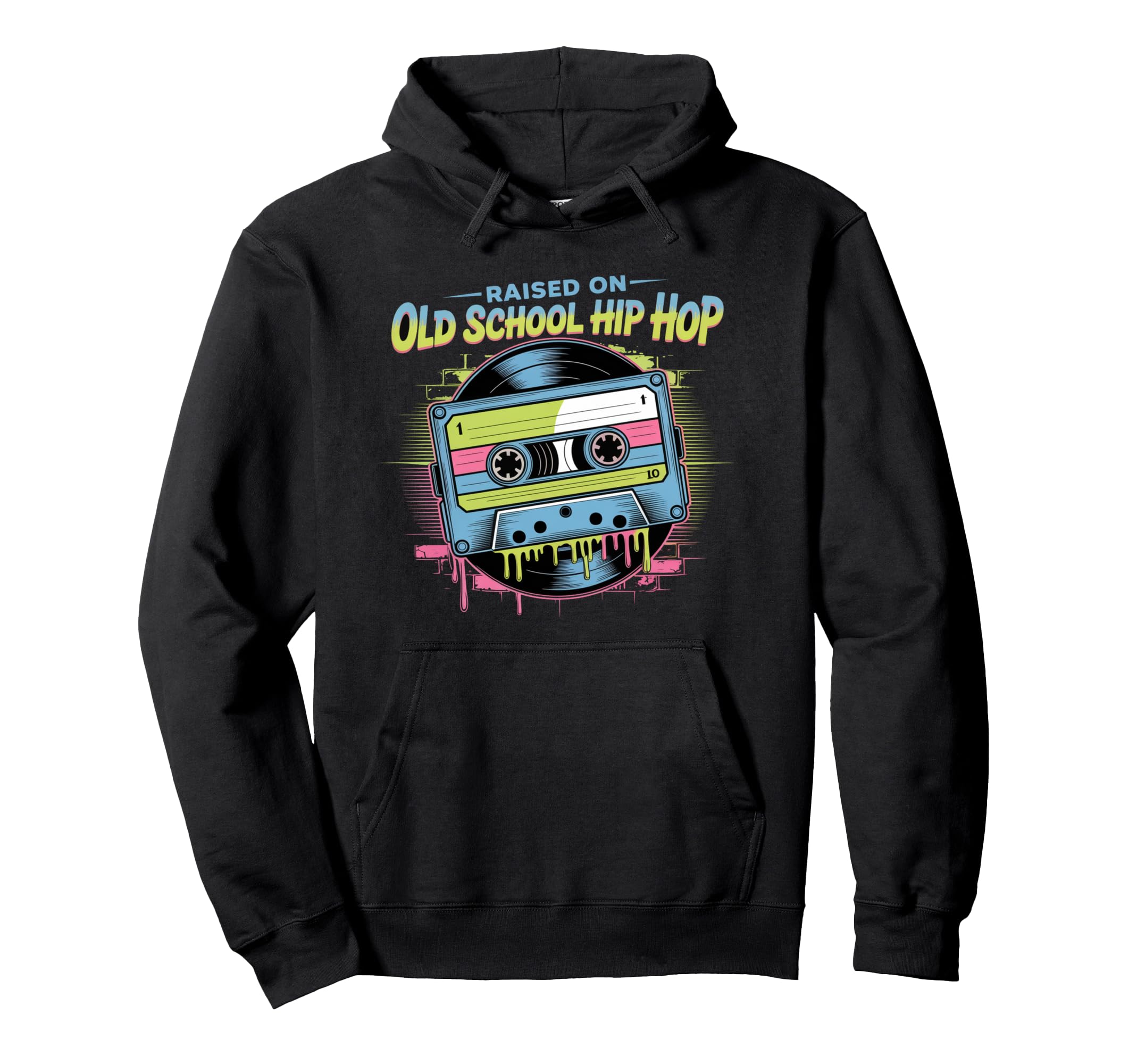 Raised Old School Hip Hop Cassette Vinyl Hoodie - Novelty Apparel Unisex - T-Shirt, Sweatshirt, Hoodie