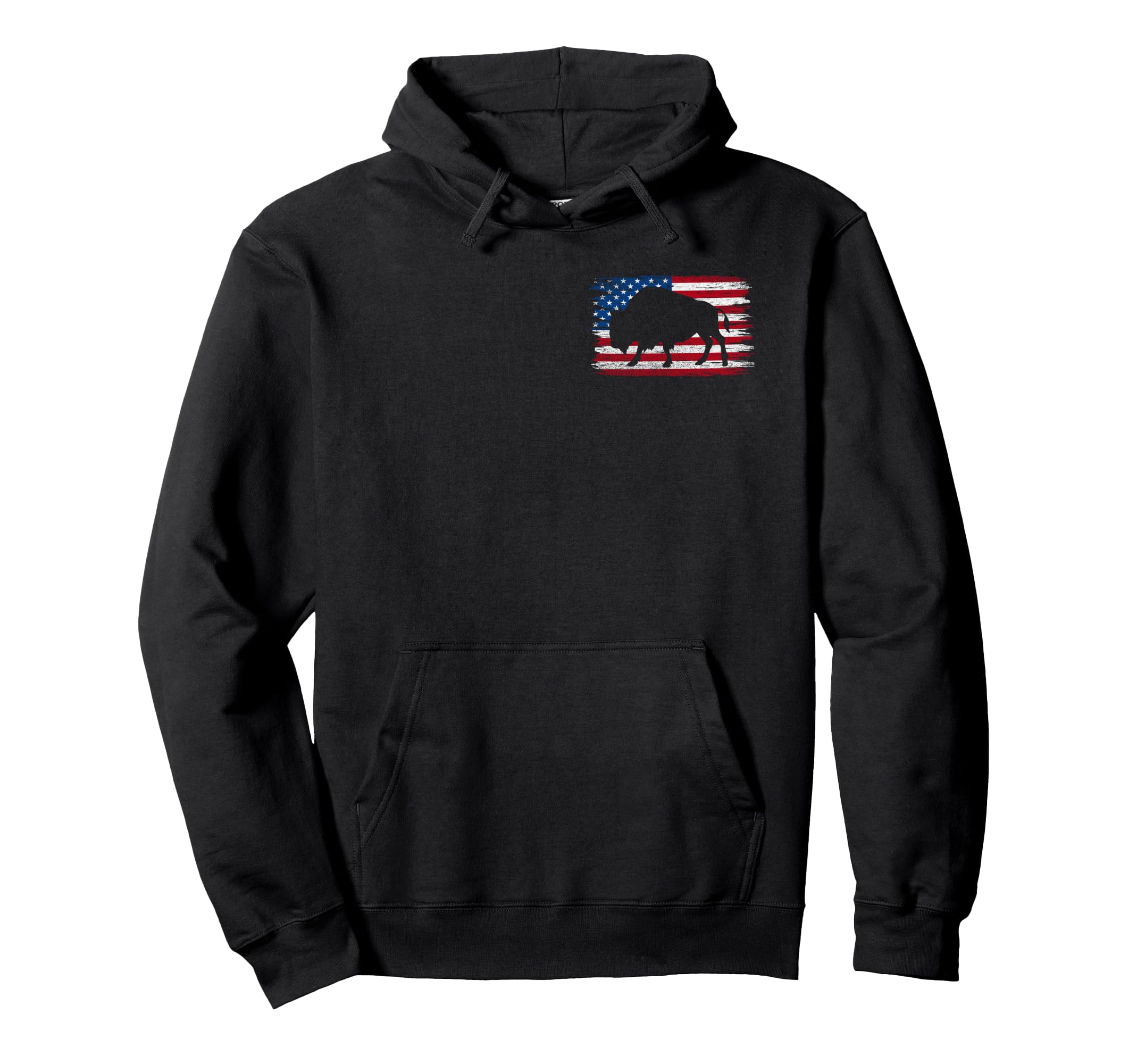 American Flag Buffalo Patriotic Bison Hoodie - Trendy Graphic Men Women - T-Shirt, Sweatshirt, Hoodie