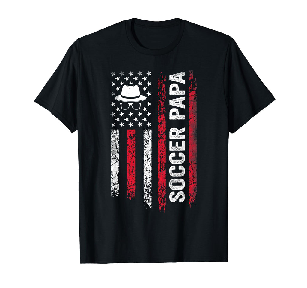 Soccer Papa American Flag Football T-Shirt - Custom Art Print Unisex - T-Shirt, Sweatshirt, Hoodie