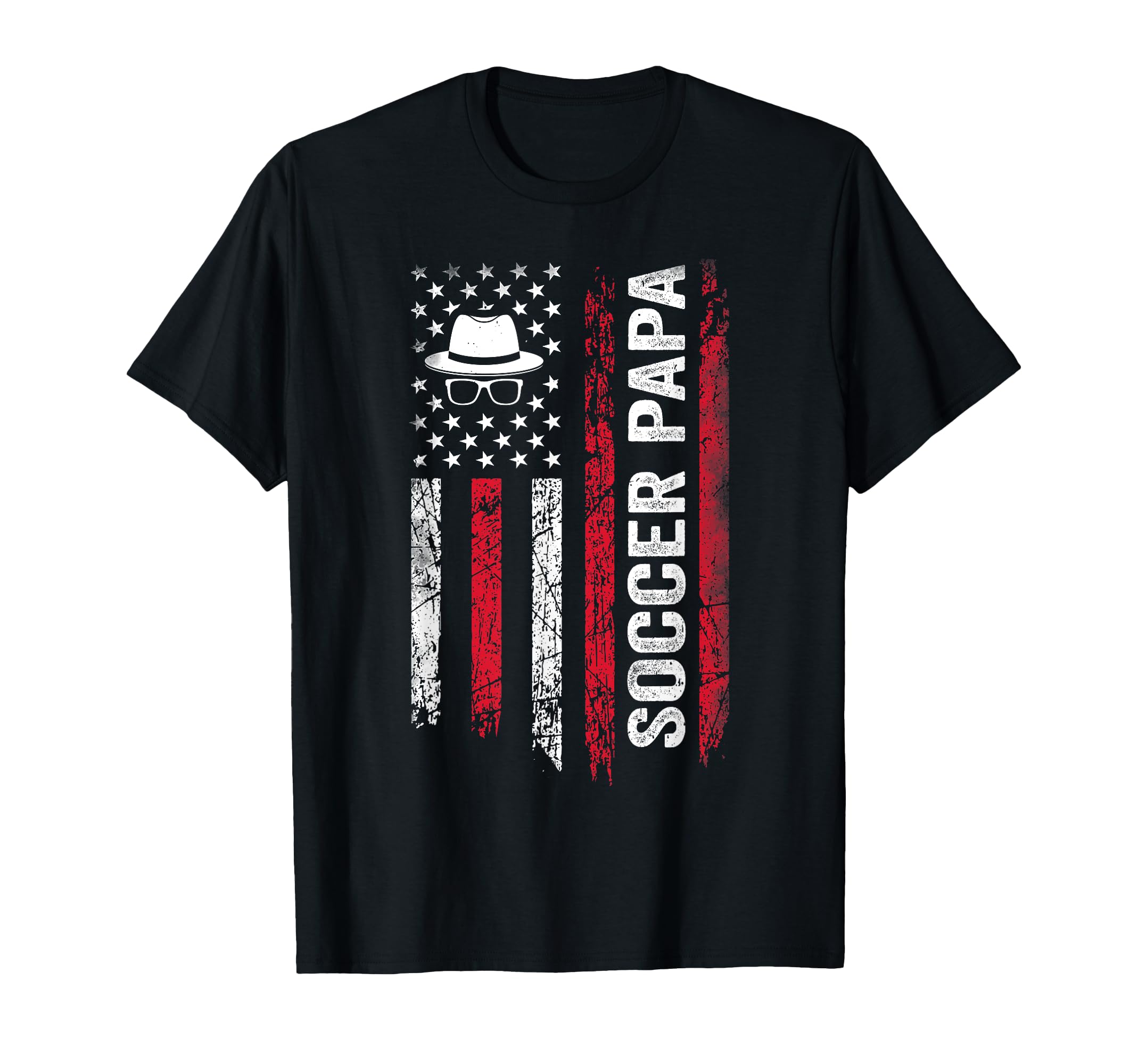 Soccer Papa American Flag Football T-Shirt - Custom Art Print Unisex - T-Shirt, Sweatshirt, Hoodie