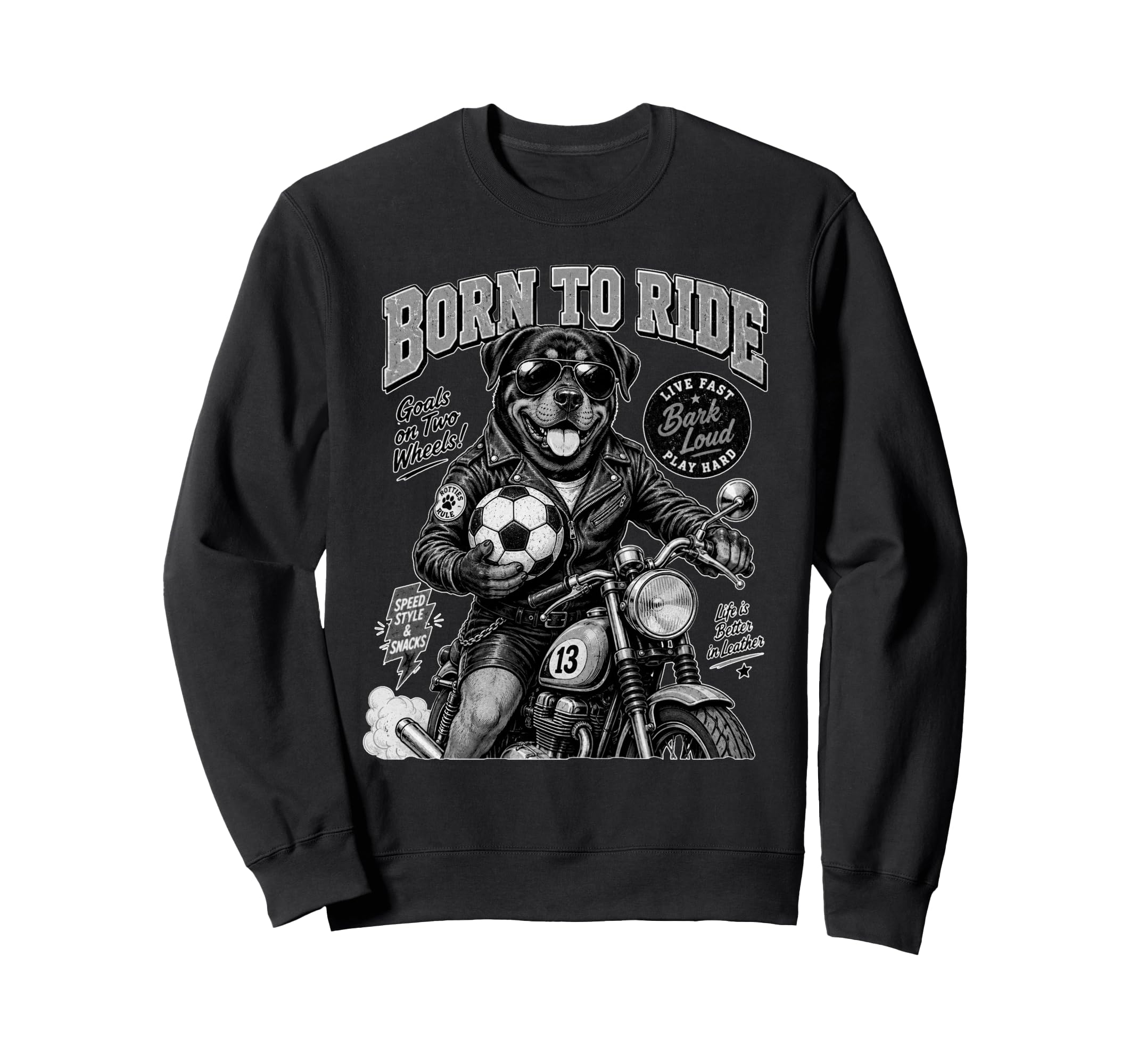 Rottweiler Ride Motorbike Love Sweatshirt - Unique Graphic Men Women - T-Shirt, Sweatshirt, Hoodie