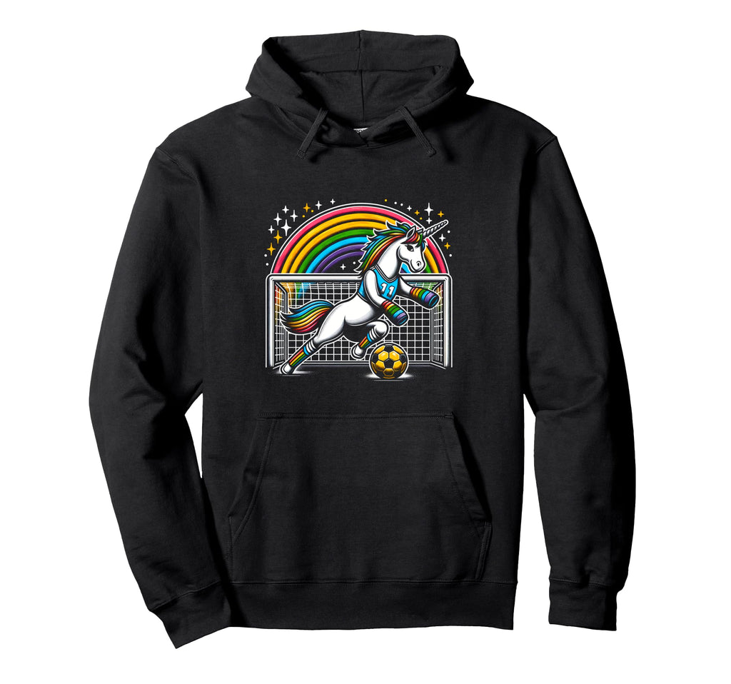 Unicorn Playing Soccer Goalie Keeper Hoodie - Minimalist Print for Adults - T-Shirt, Sweatshirt, Hoodie