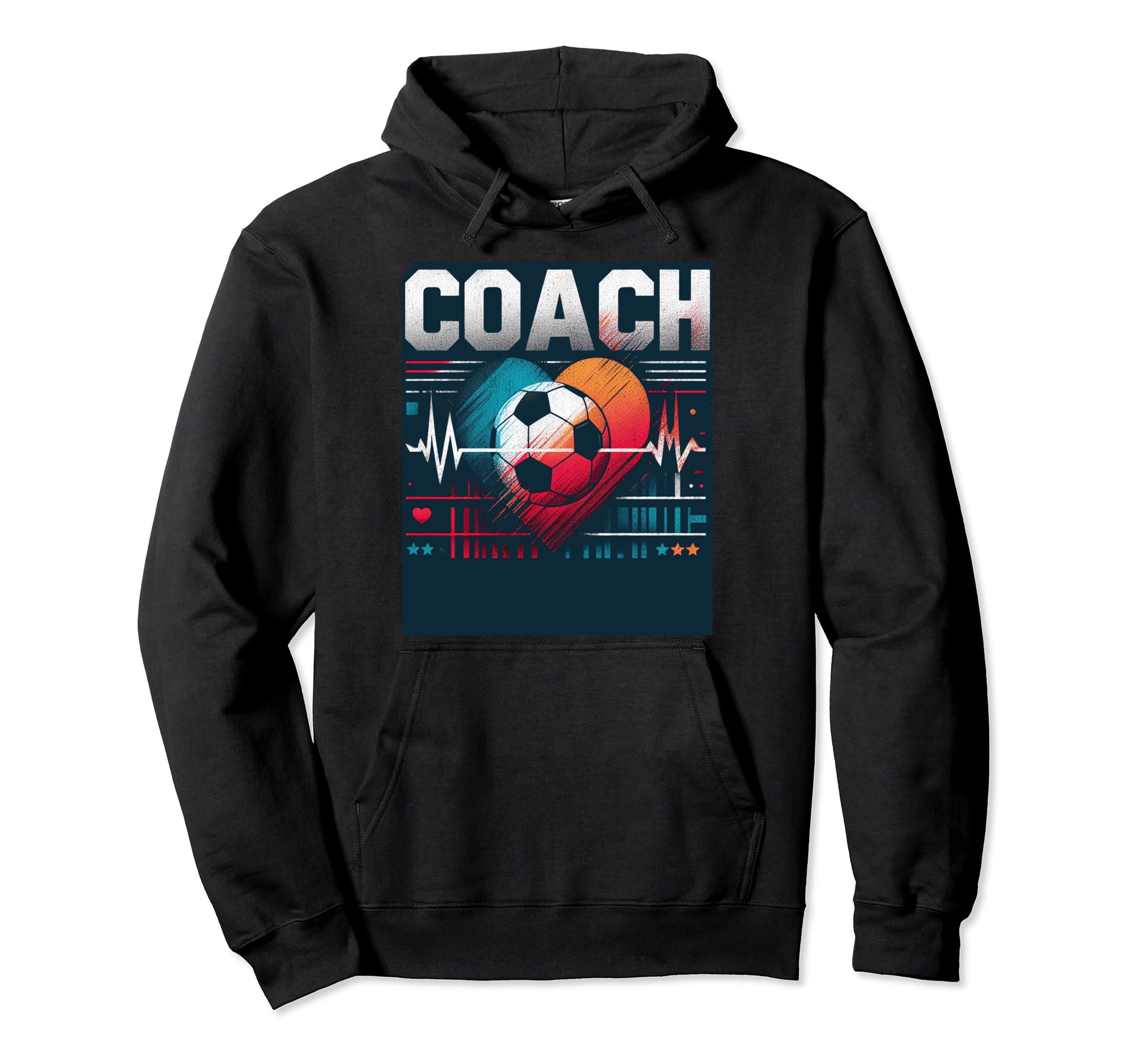Soccer Coach Training Heart Beat Football Hoodie - Unique Graphic Unisex - T-Shirt, Sweatshirt, Hoodie