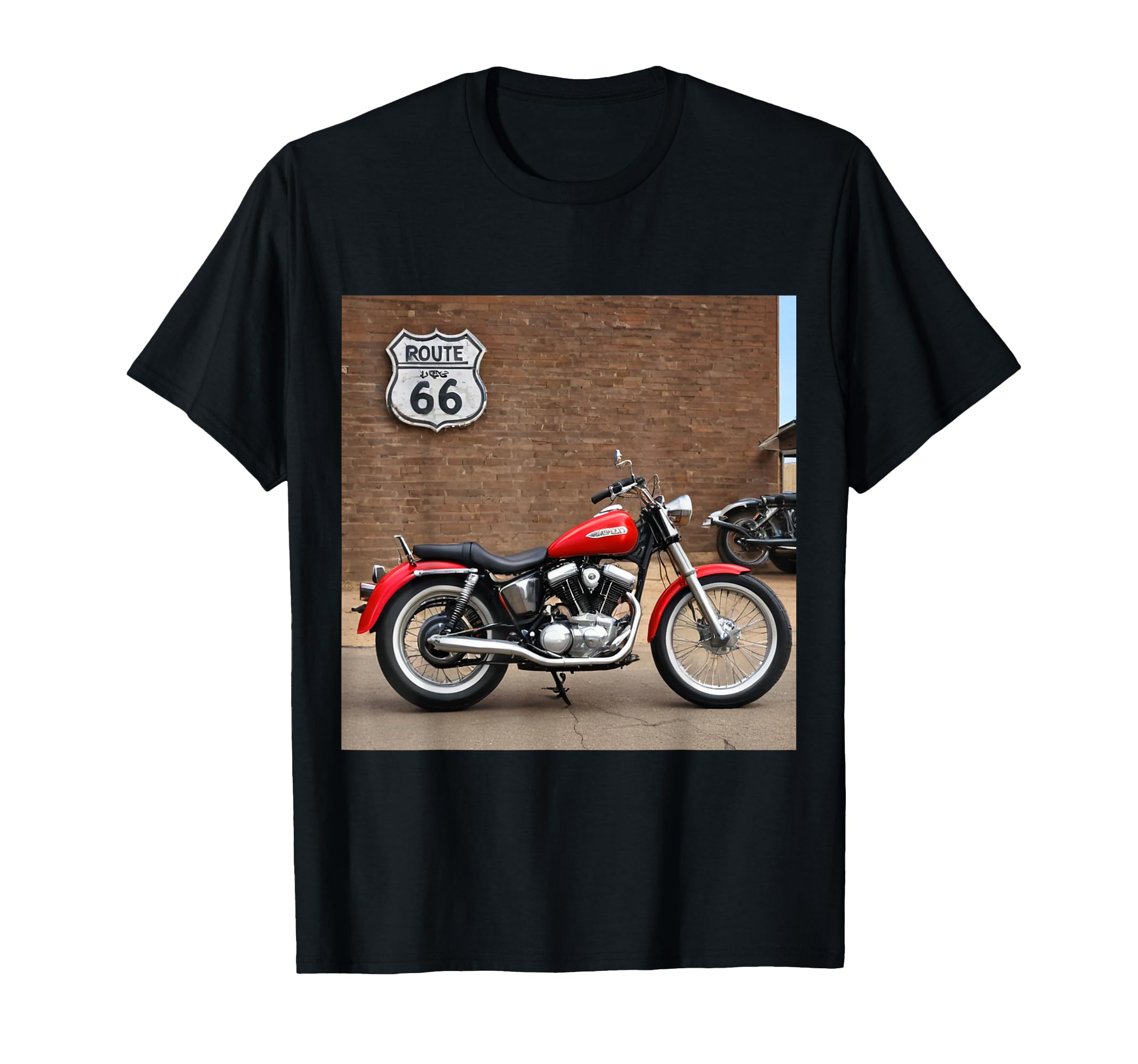 Route 66 Chopper Motorcycle T-Shirt - Minimalist Print Unisex - T-Shirt, Sweatshirt, Hoodie