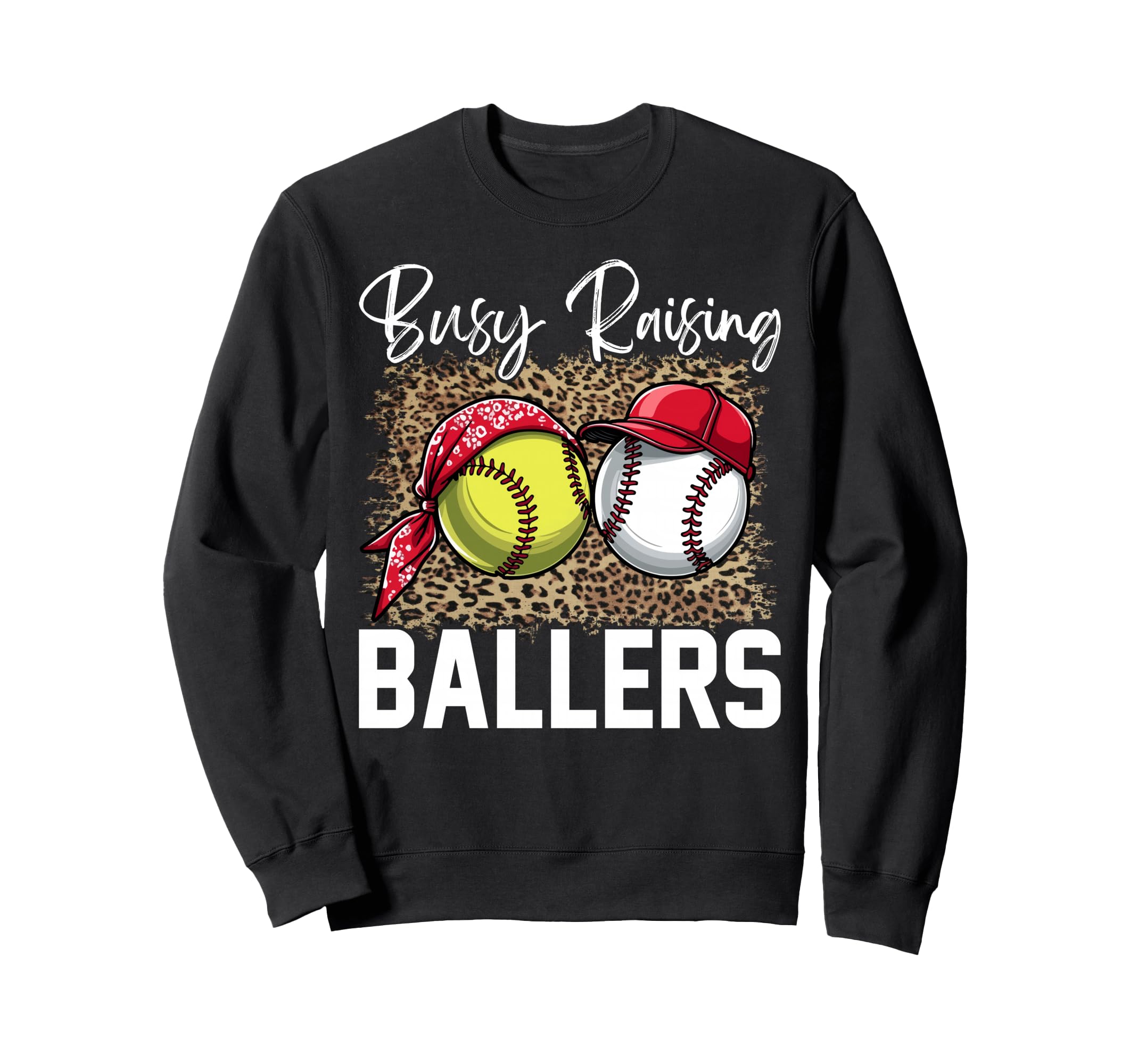 Leopard Busy Raising Ballers Sweatshirt - Aesthetic Graphic for Adults - T-Shirt, Sweatshirt, Hoodie