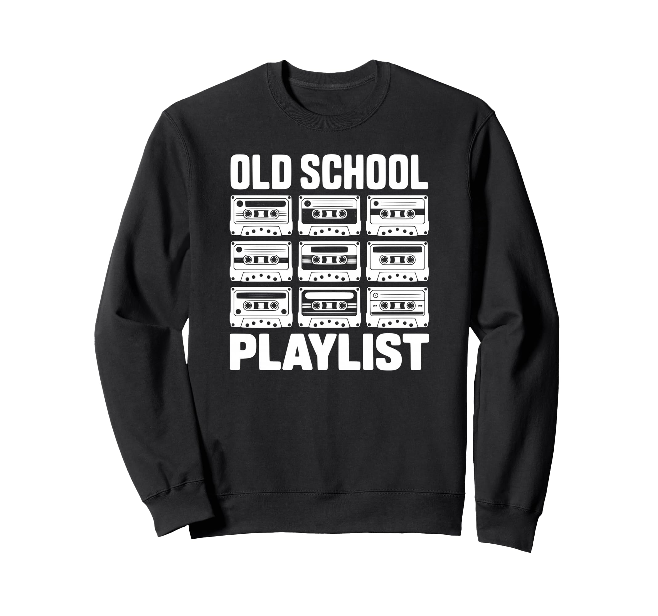 Old School Playlist 80S 90S Cassette Sweatshirt - Minimalist Print Unisex - T-Shirt, Sweatshirt, Hoodie