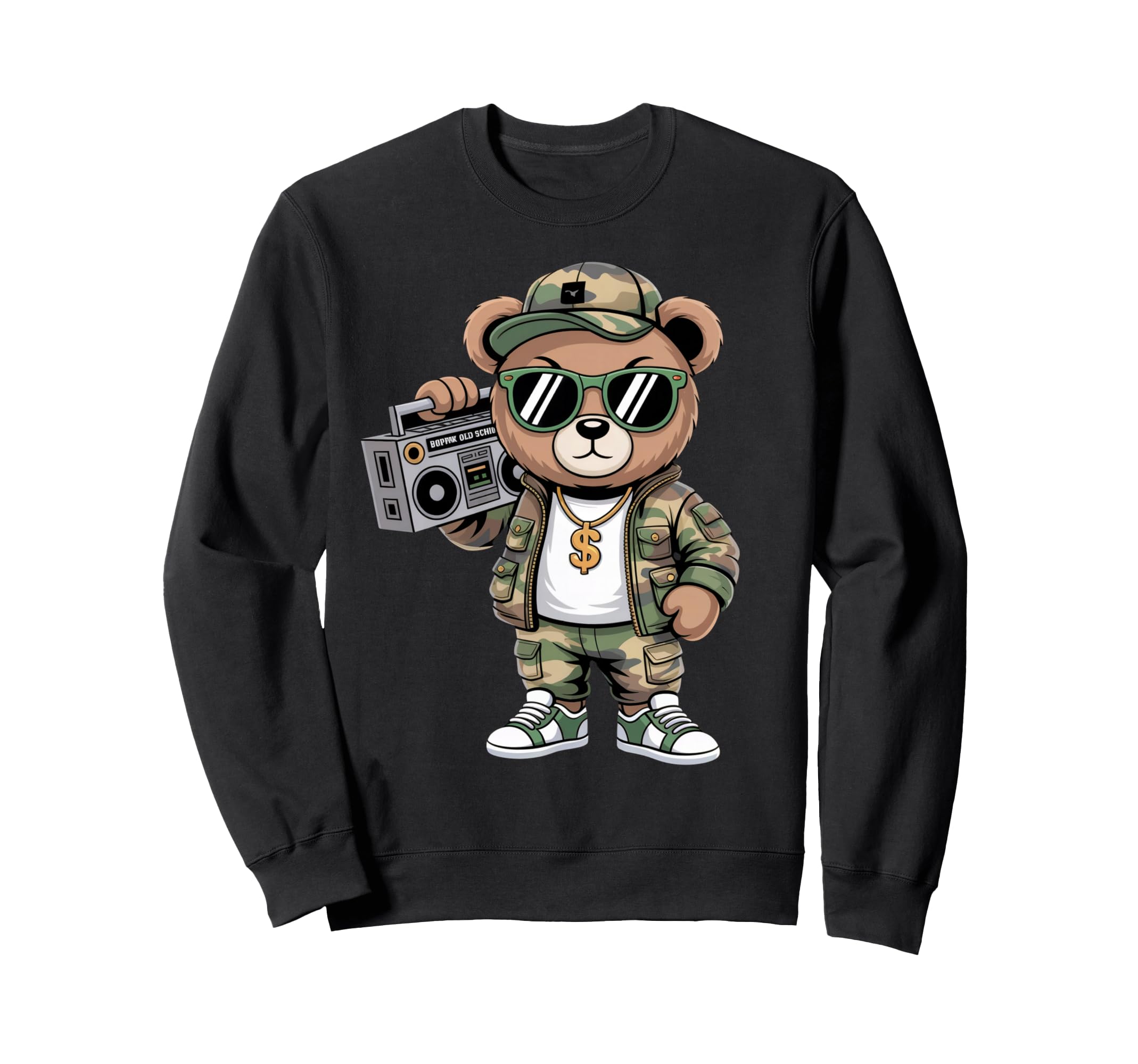 Camouflage Rapper Teddy Bear Camo Sweatshirt - Novelty Apparel Men Women - T-Shirt, Sweatshirt, Hoodie