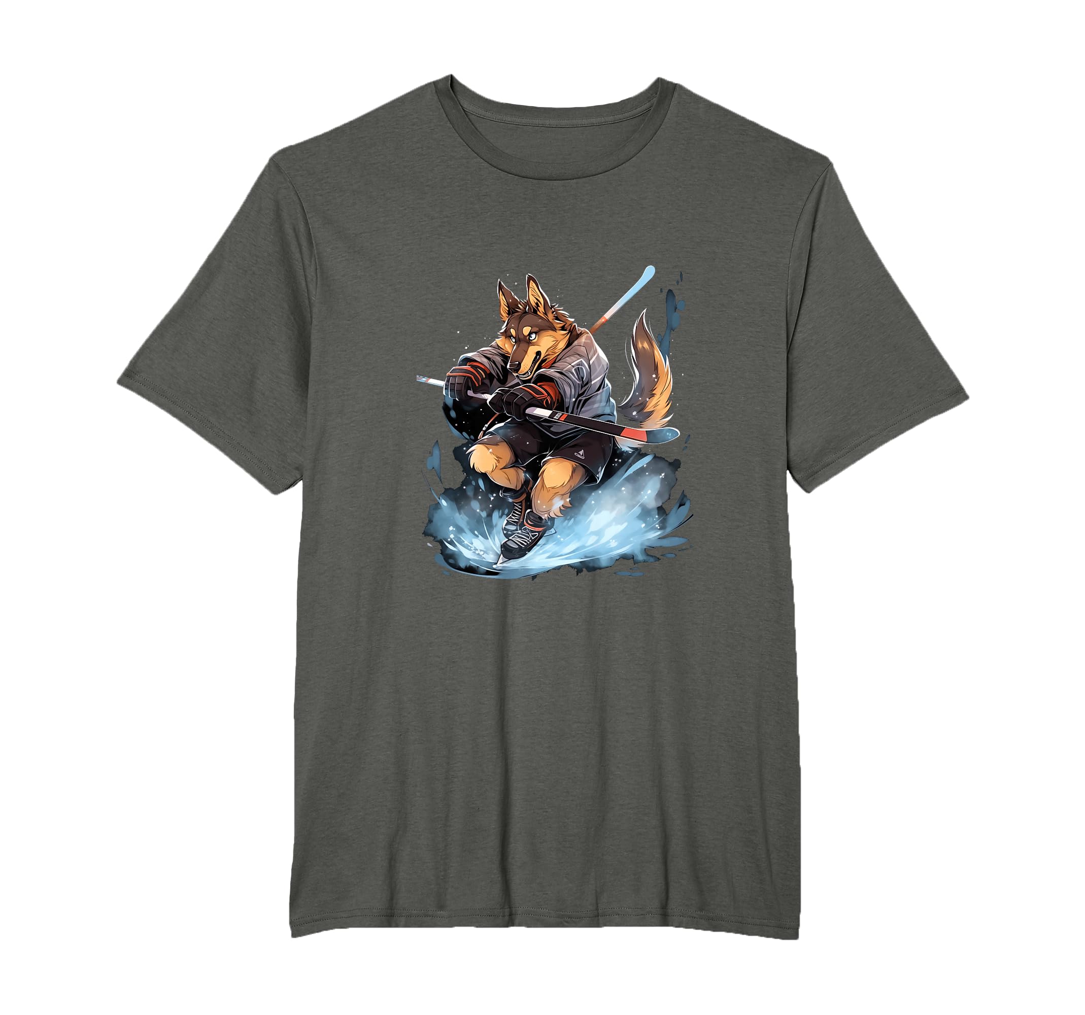 Hockey German Shepherd Ice Hockey Player T-Shirt - Streetwear Style Unisex - T-Shirt, Sweatshirt, Hoodie