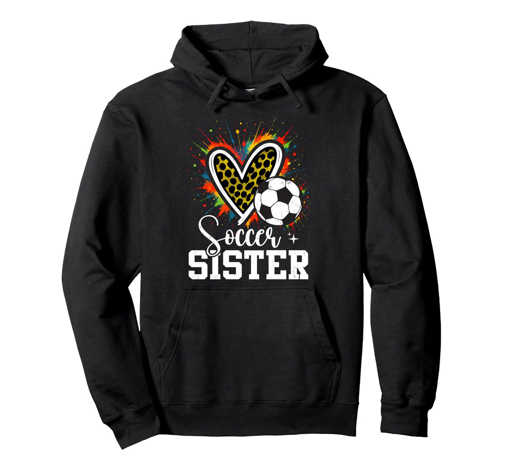Soccer Sister Leopard Heart Colorful Hoodie - Minimalist Print Unisex - T-Shirt, Sweatshirt, Hoodie