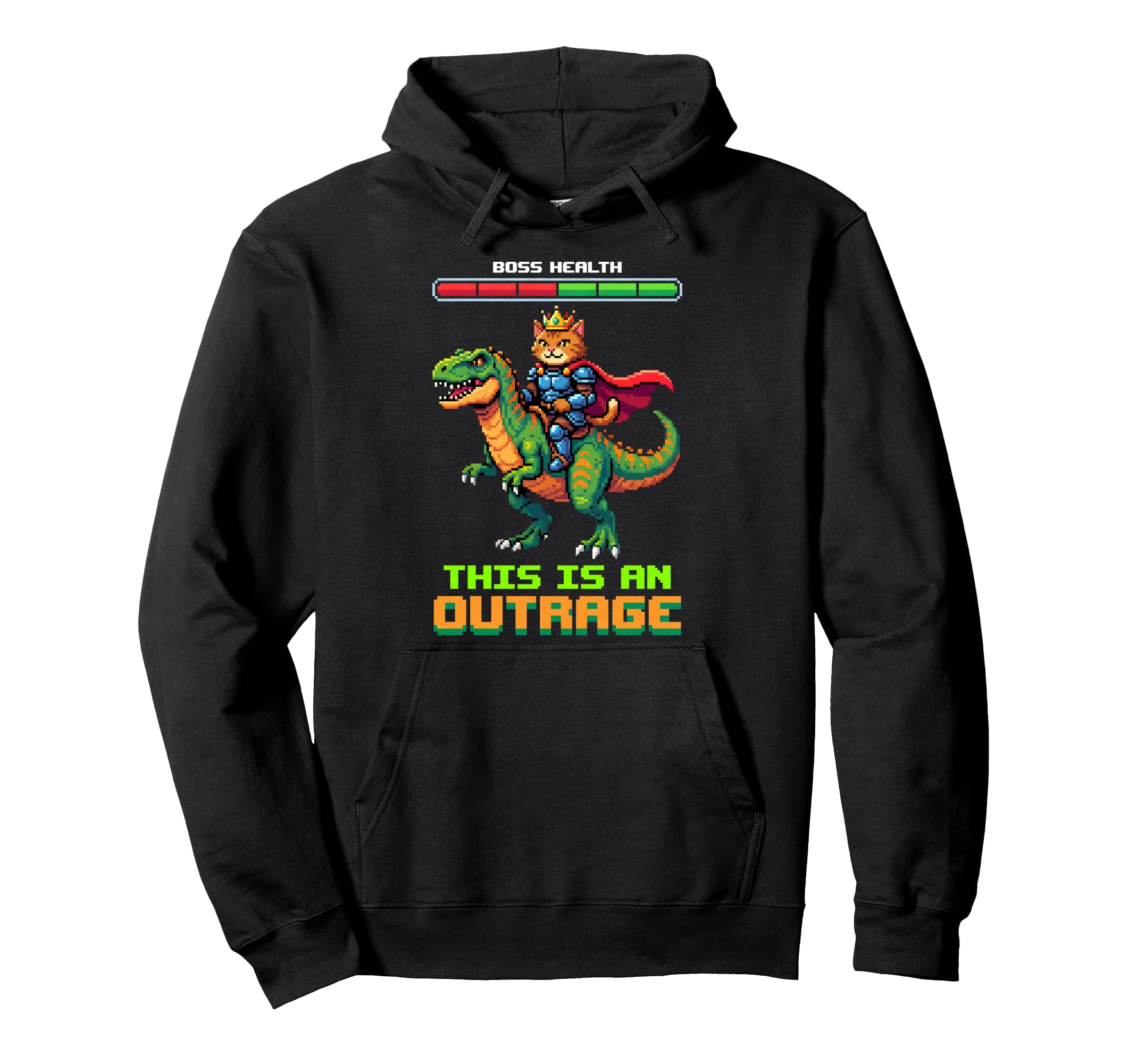 Gamer This Is Outrage Pixel Art Boss Hoodie - Fun Novelty Design Men Women - T-Shirt, Sweatshirt, Hoodie
