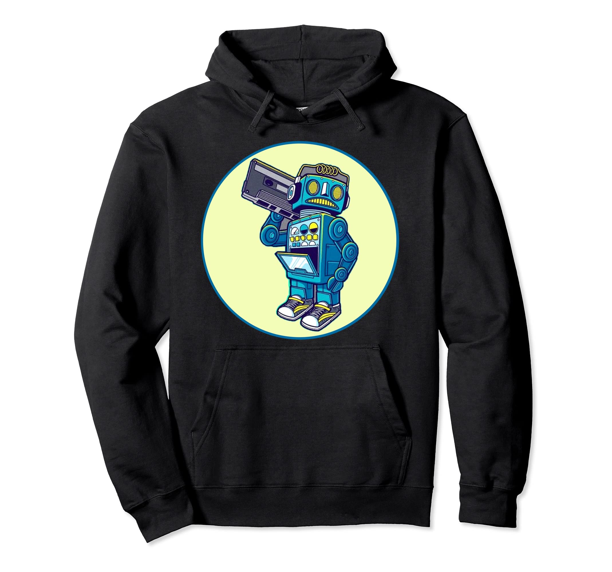 Funny Robot Cassette Tape 80S Music Hoodie - Trendy Graphic for Adults - T-Shirt, Sweatshirt, Hoodie