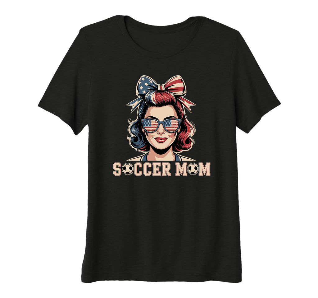 Womens Patriotic Soccer Mom American T-Shirt - Minimalist Print for Adults - T-Shirt, Sweatshirt, Hoodie