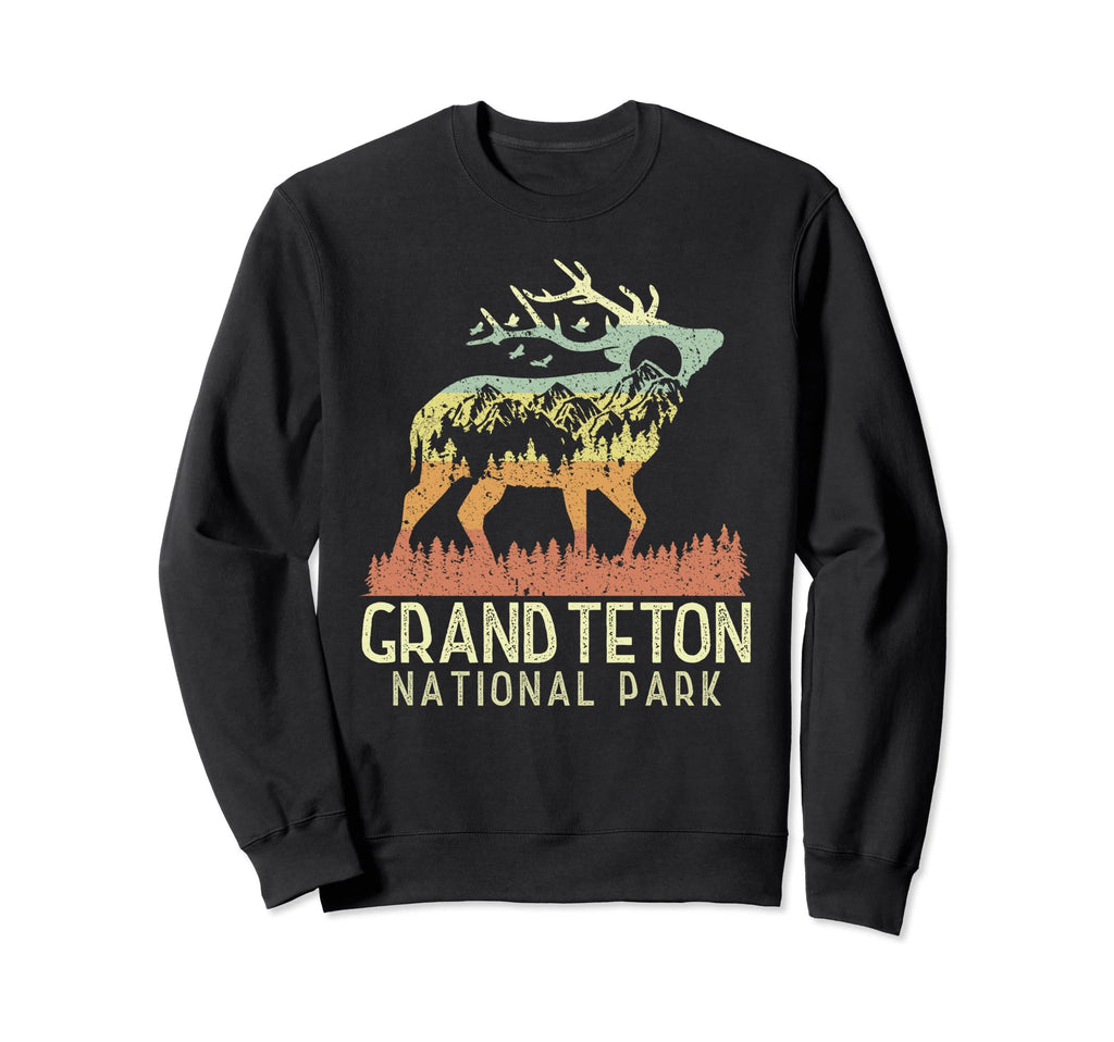 Grand Teton National Park Mountain Elk Sweatshirt - Graphic Print Unisex - T-Shirt, Sweatshirt, Hoodie