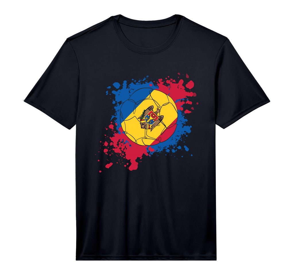 Soccer Ball Flag Moldova Performance T-Shirt - Custom Art Print Unisex - T-Shirt, Sweatshirt, Hoodie