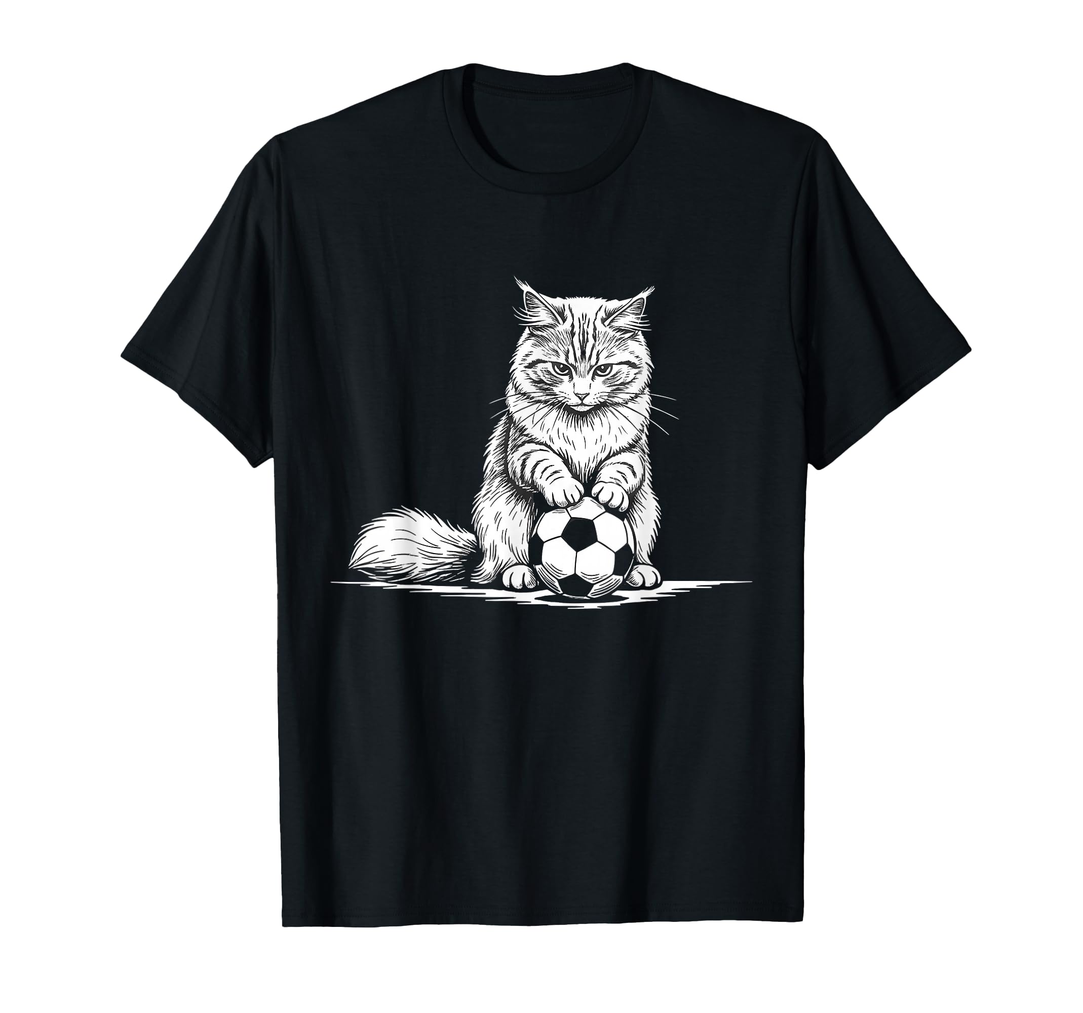 Soccer Cat Playing Ball Funny Kitten Player T-Shirt - Graphic Print Unisex - T-Shirt, Sweatshirt, Hoodie