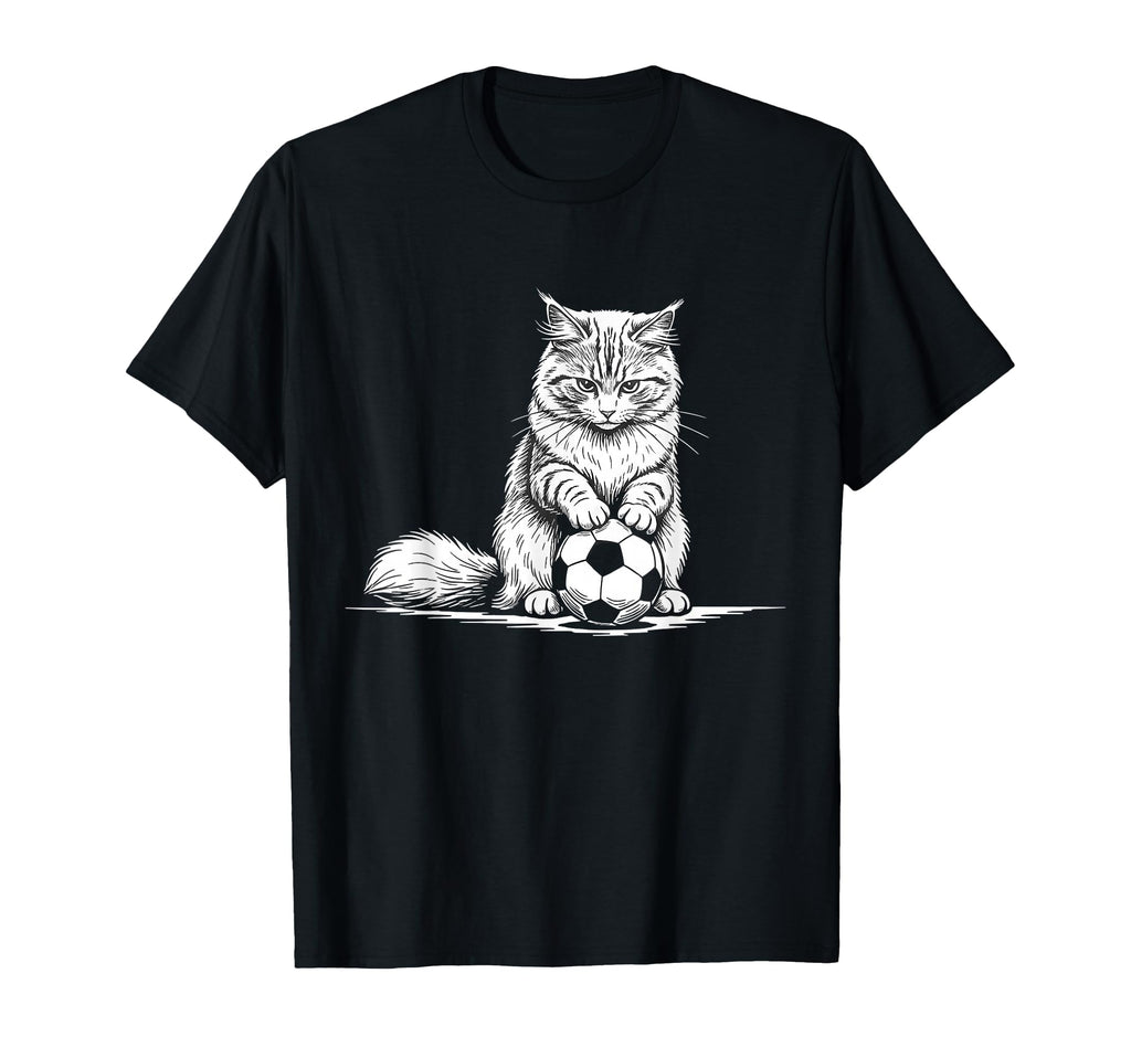 Soccer Cat Playing Ball Funny Kitten T-Shirt - Fun Novelty Design Unisex - T-Shirt, Sweatshirt, Hoodie
