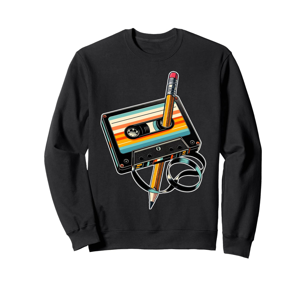 Pencil Rewind Cassette Tape Sweatshirt - Trendy Graphic for Adults - T-Shirt, Sweatshirt, Hoodie