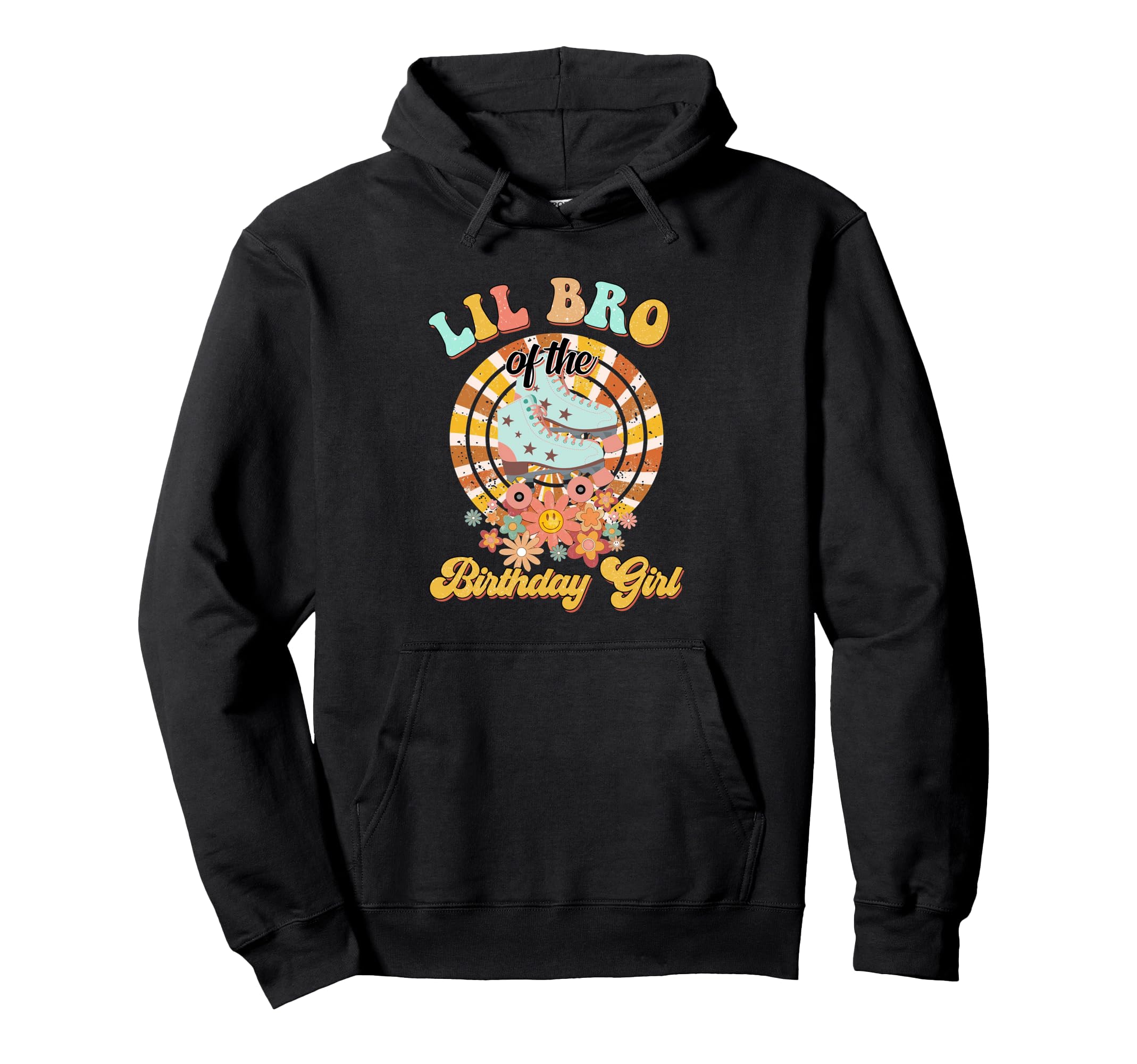 Lil Bro Birthday Rolling Skate Groovy Hoodie - Minimalist Print Men Women - T-Shirt, Sweatshirt, Hoodie