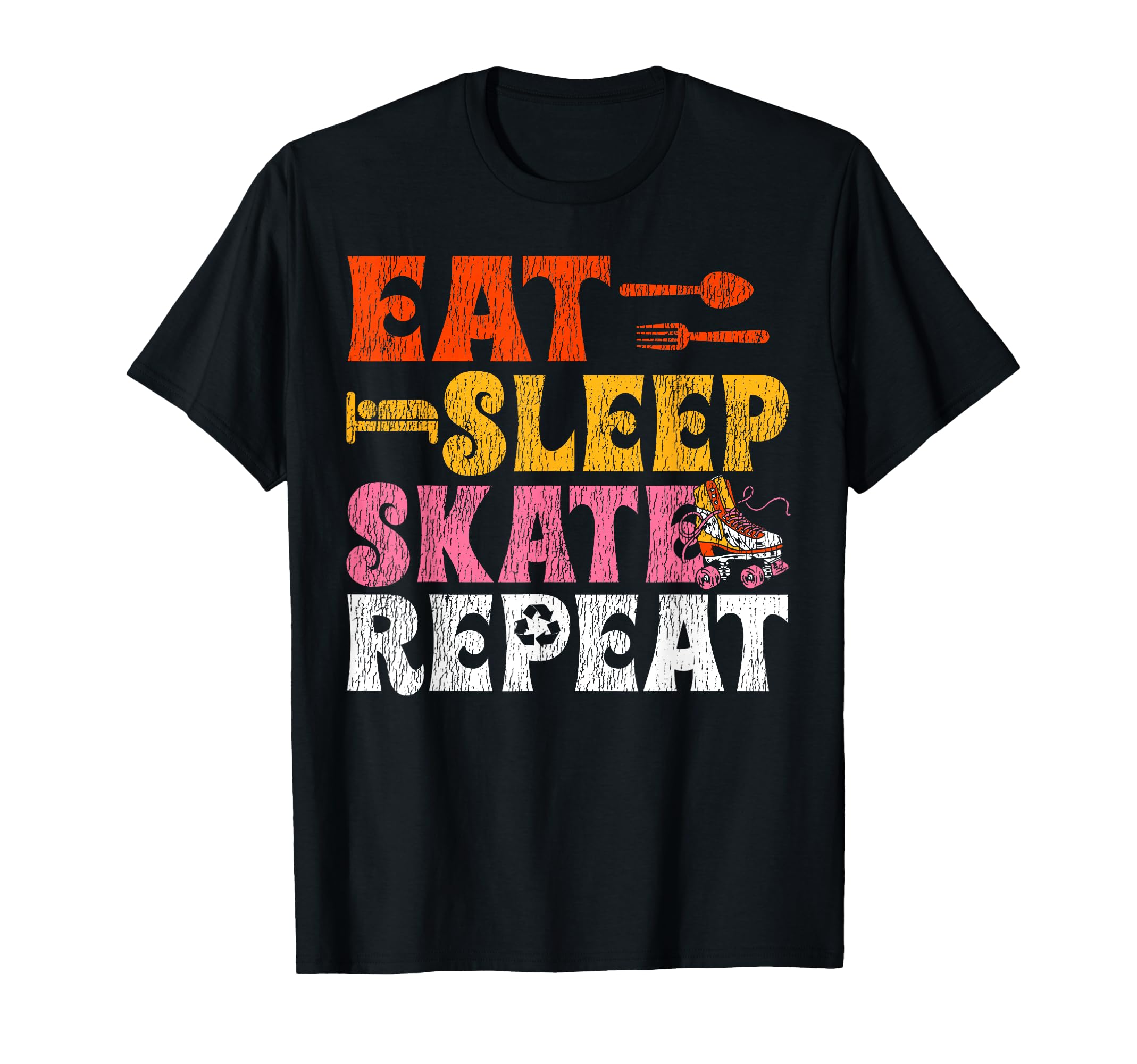 Roller Skating Skate 1970S Eat Sleep T-Shirt - Aesthetic Graphic Unisex - T-Shirt, Sweatshirt, Hoodie