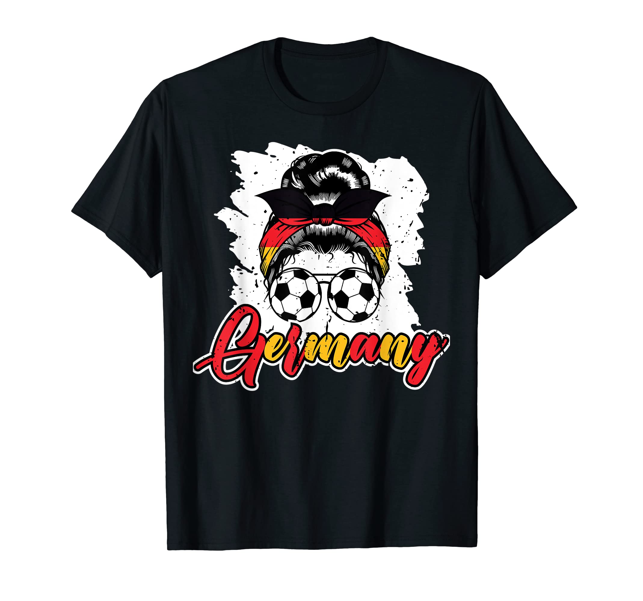 Soccer Germany Messy Bun German Flag T-Shirt - Graphic Print Men Women - T-Shirt, Sweatshirt, Hoodie