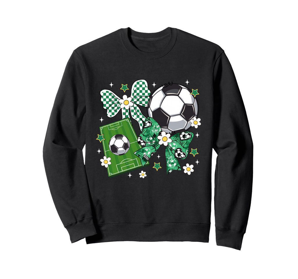 Bow Soccer Checkered Flowers Sweatshirt - Aesthetic Graphic for Adults - T-Shirt, Sweatshirt, Hoodie