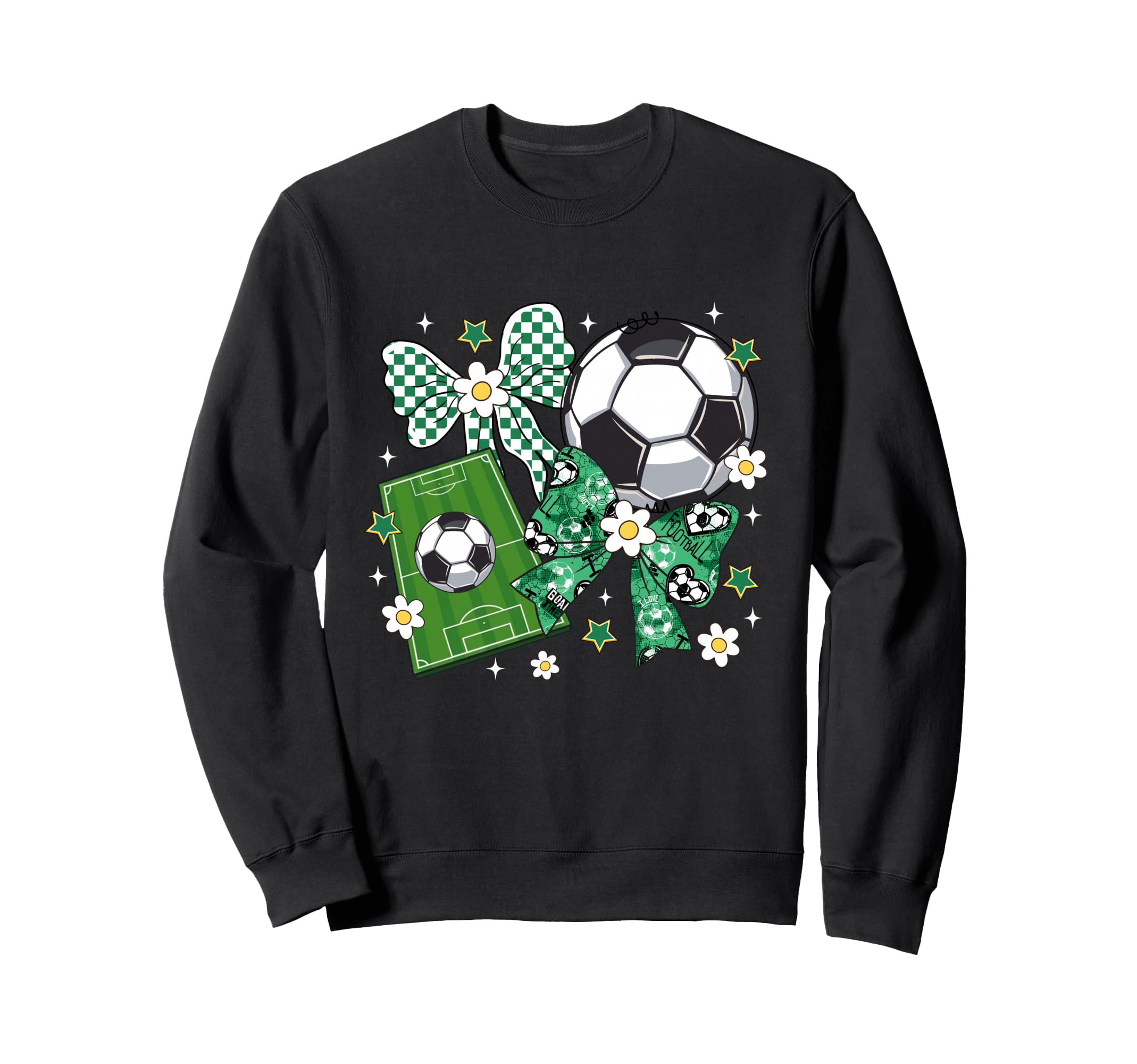 Bow Soccer Checkered Flowers Sweatshirt - Aesthetic Graphic for Adults - T-Shirt, Sweatshirt, Hoodie