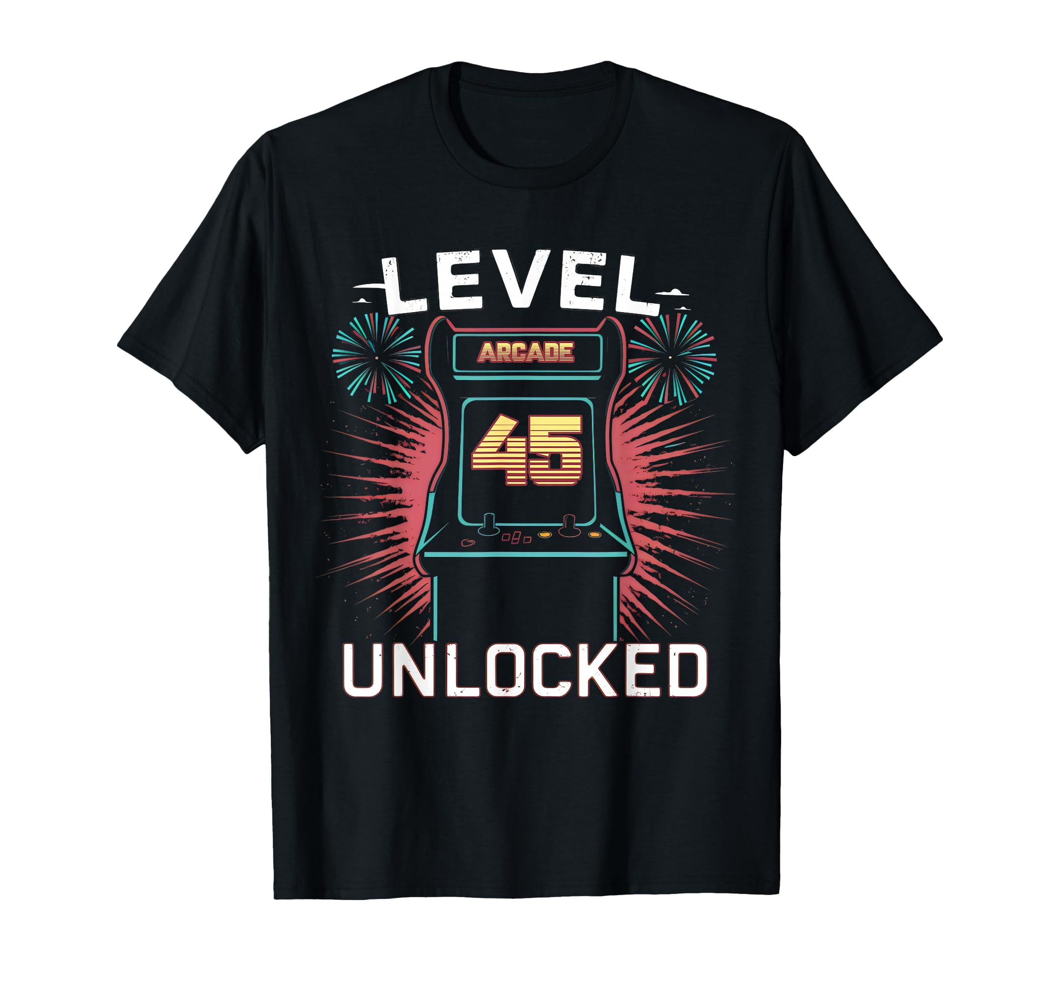 Level 45 Unlocked Video Game 45Th T-Shirt - Novelty Apparel for Adults - T-Shirt, Sweatshirt, Hoodie