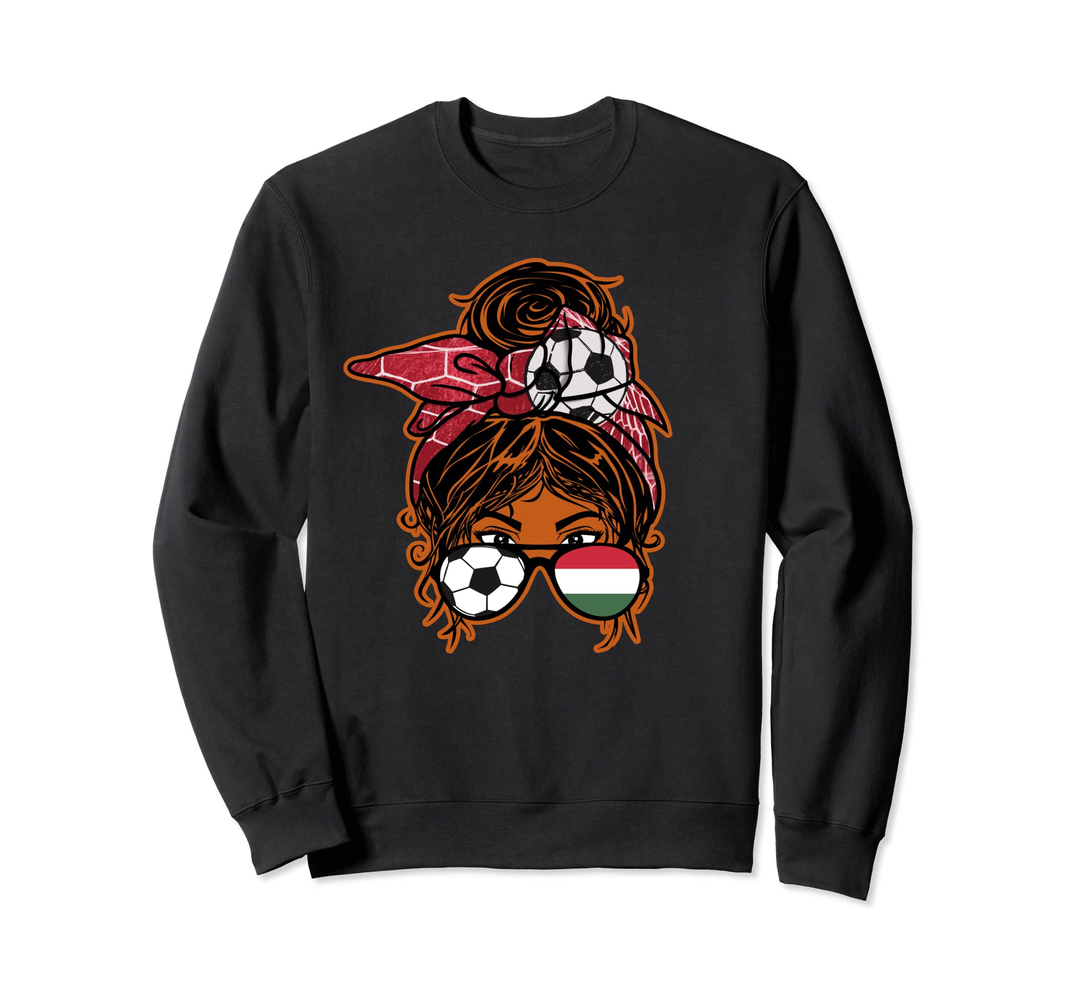 Messy Bun Hair Brown Skin Soccer Sweatshirt - Fun Novelty Design Unisex - T-Shirt, Sweatshirt, Hoodie