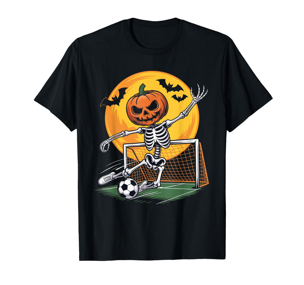 Pumpkin Skeleton Goalie Soccer Halloween T-Shirt - Minimalist Print Unisex - T-Shirt, Sweatshirt, Hoodie