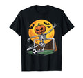 Pumpkin Skeleton Goalie Soccer Halloween T-Shirt - Minimalist Print Unisex - T-Shirt, Sweatshirt, Hoodie