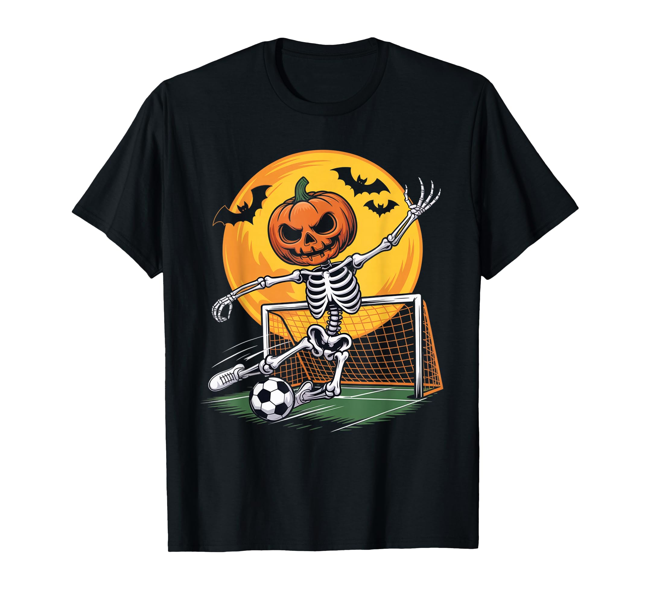 Pumpkin Skeleton Goalie Soccer Halloween T-Shirt - Minimalist Print Unisex - T-Shirt, Sweatshirt, Hoodie