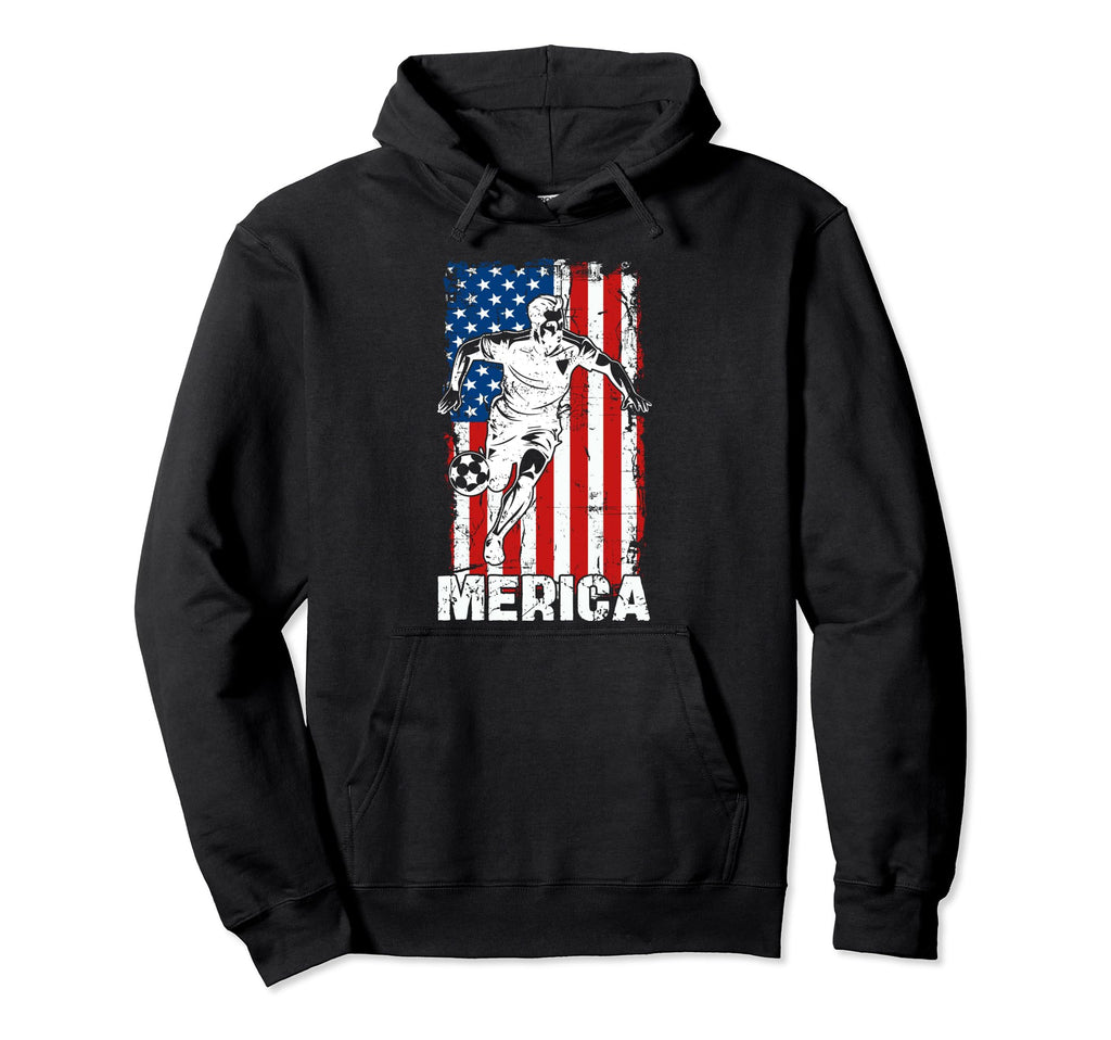 Merica Soccer Player Usa American Hoodie - Fun Novelty Design for Adults - T-Shirt, Sweatshirt, Hoodie