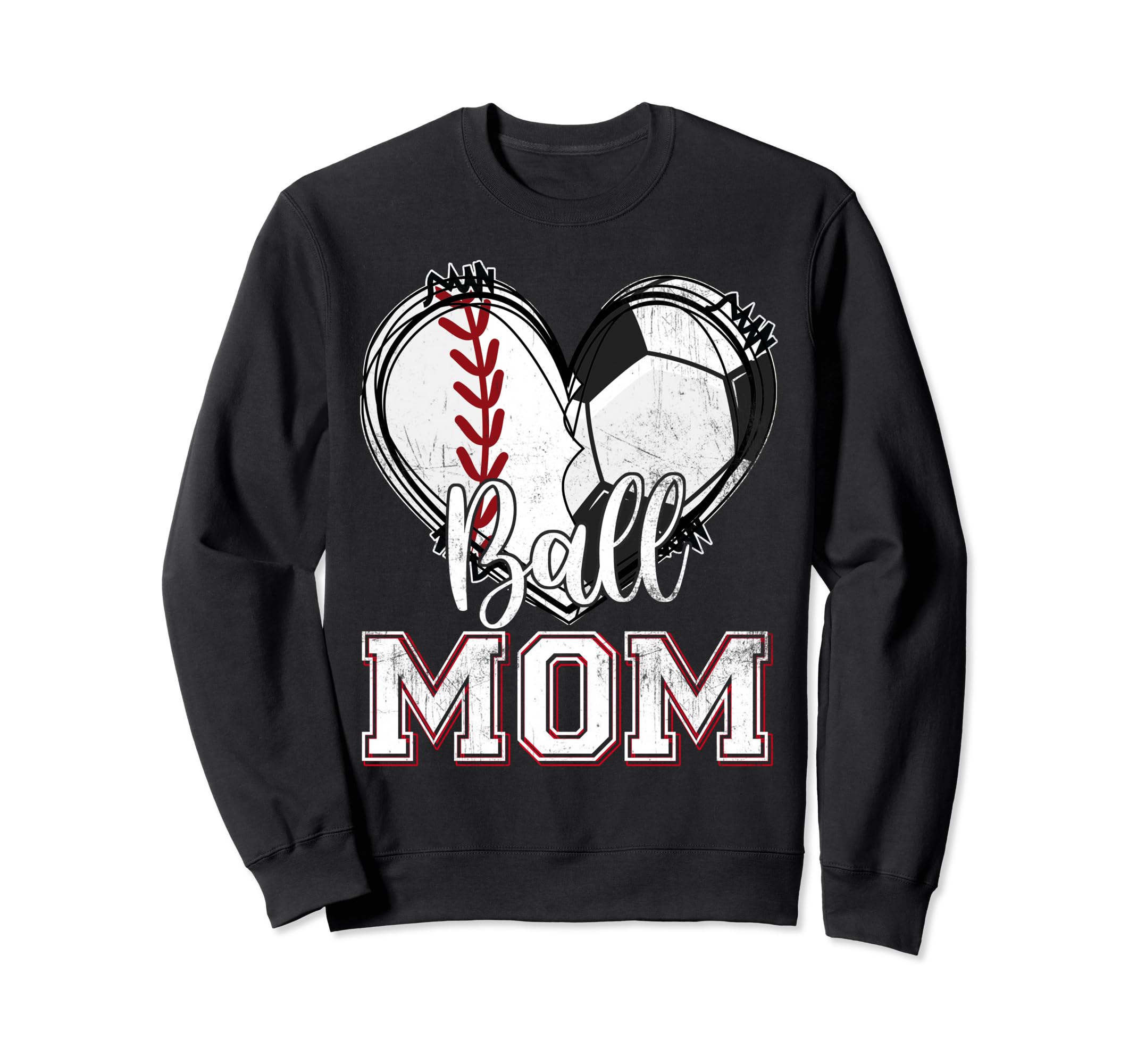 Ball Mom Baseball Soccer Heart Sweatshirt - Aesthetic Graphic Men Women - T-Shirt, Sweatshirt, Hoodie